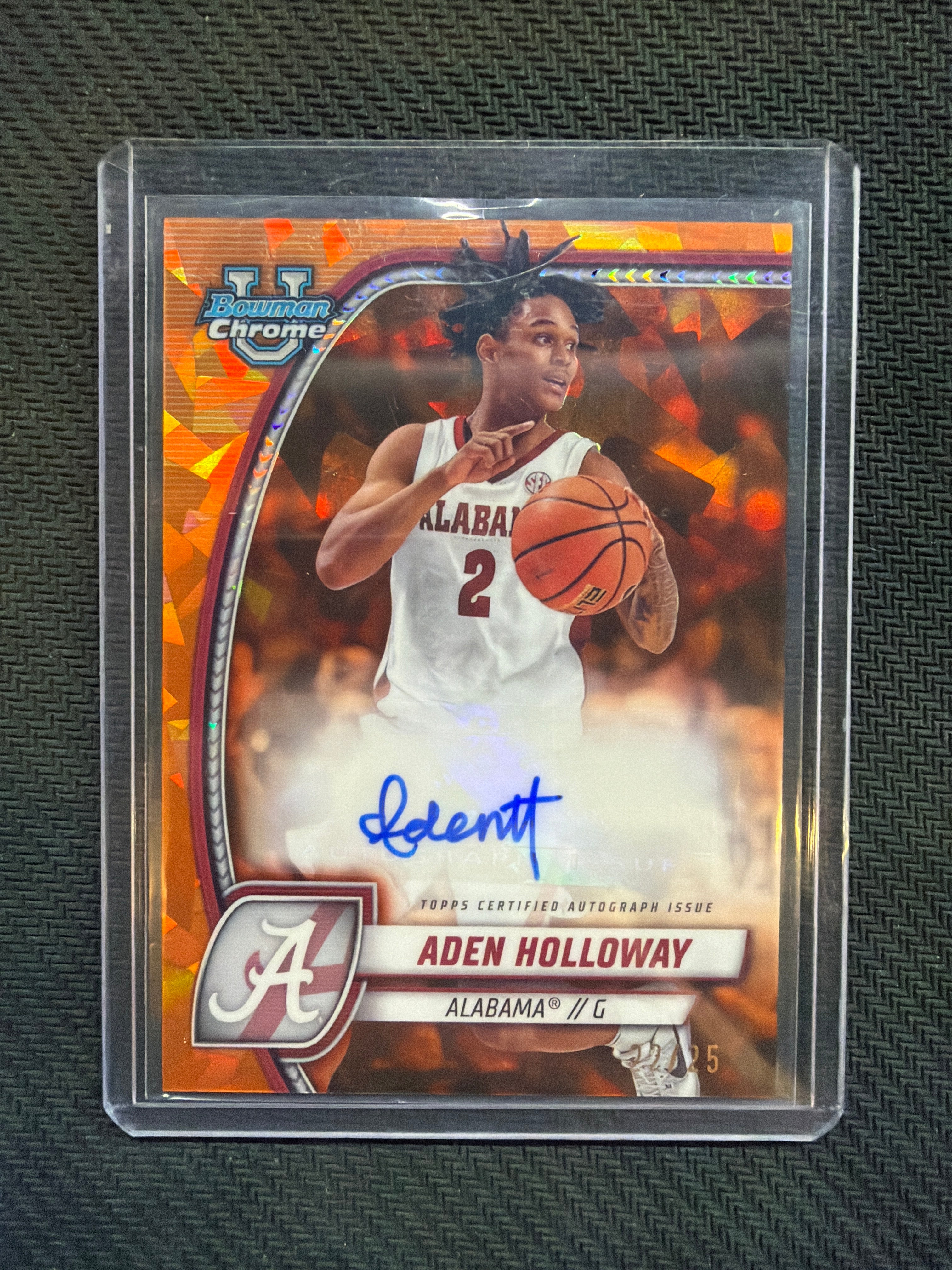 2025 Bowman Sapphire Aden Holloway Auto Orange /25 Alabama