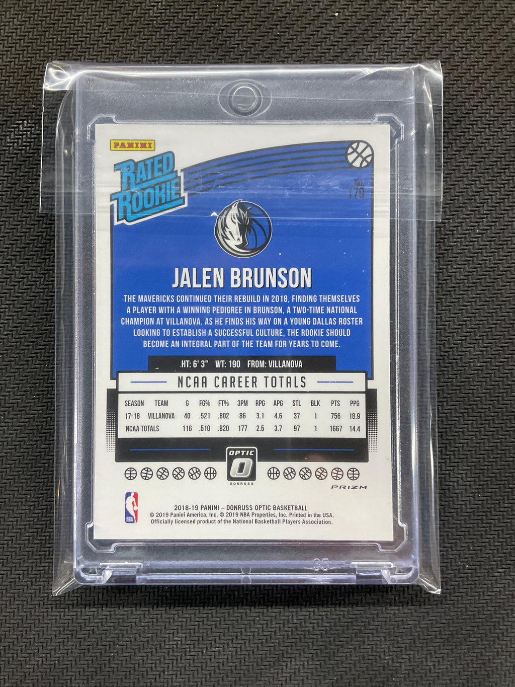 2018 Donruss Optic Jalen Brunson Pink Velocity Rookie Knicks Rookie