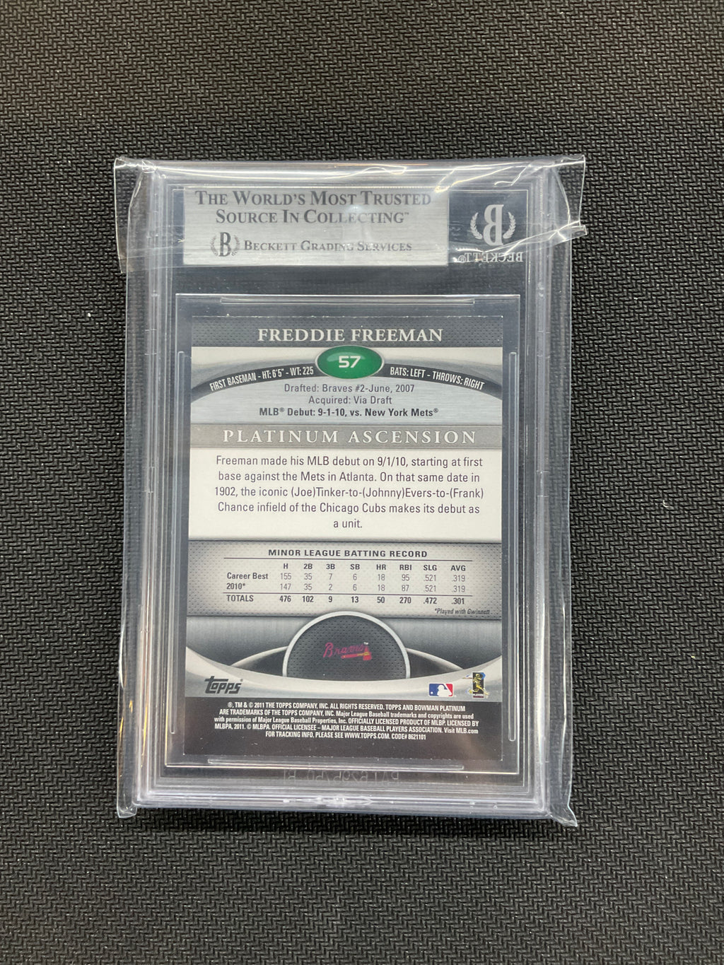 2011 Bowman Platinum Freddie Freeman BGS 8 Braves
