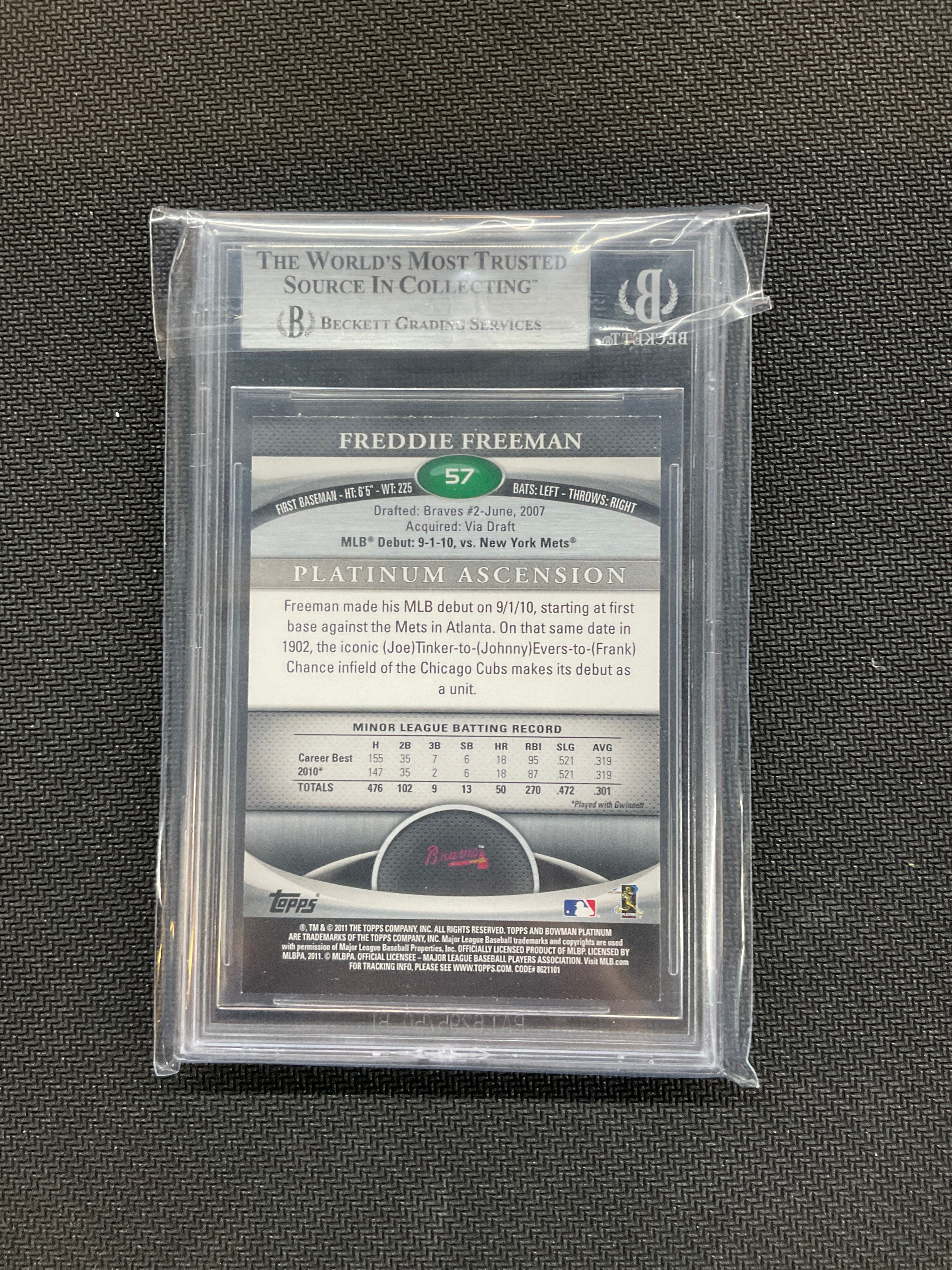 2011 Bowman Platinum Freddie Freeman BGS 8 Braves
