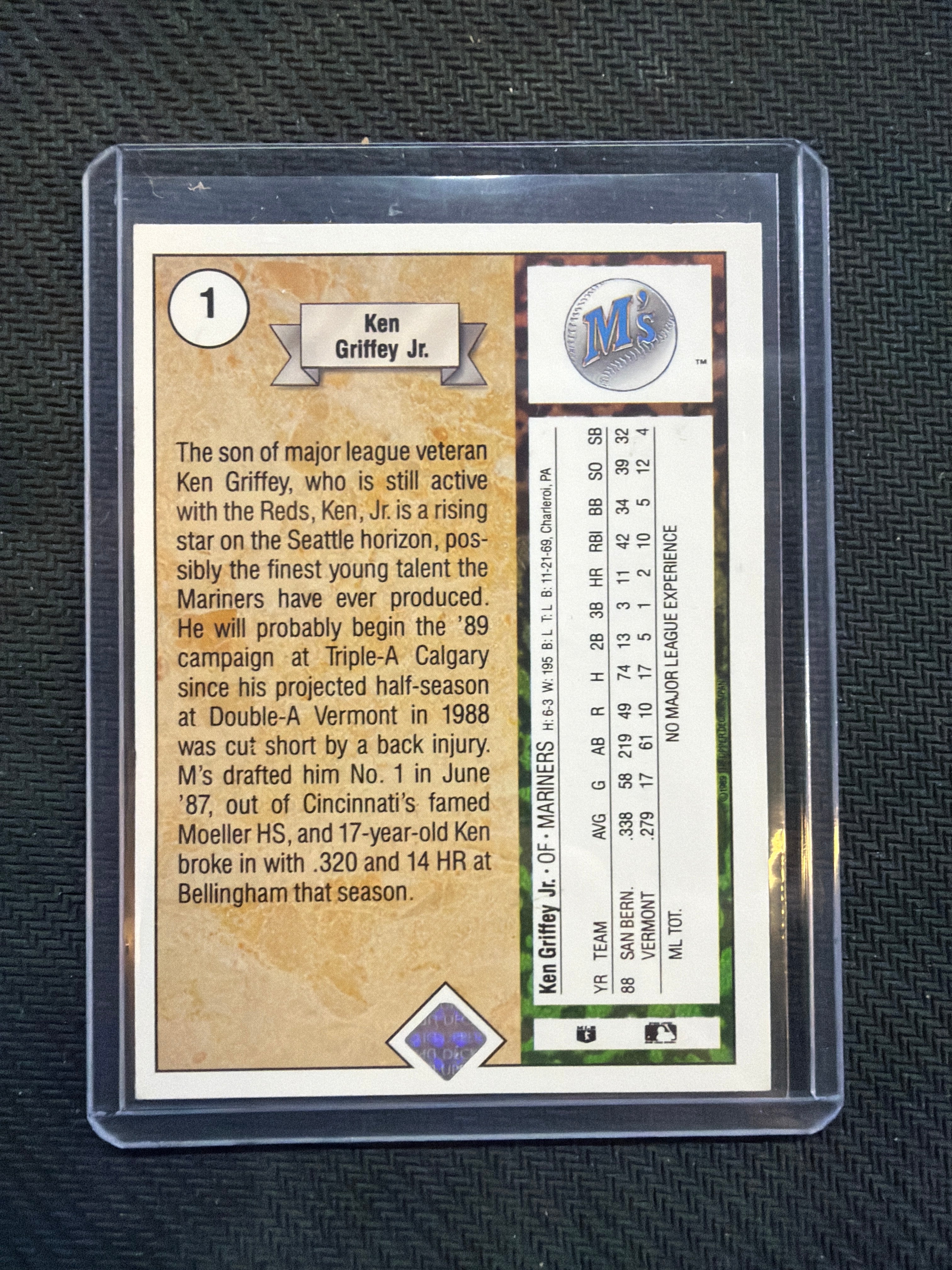 1989 Upper Deck Ken Griffey Jr. Rookie #1