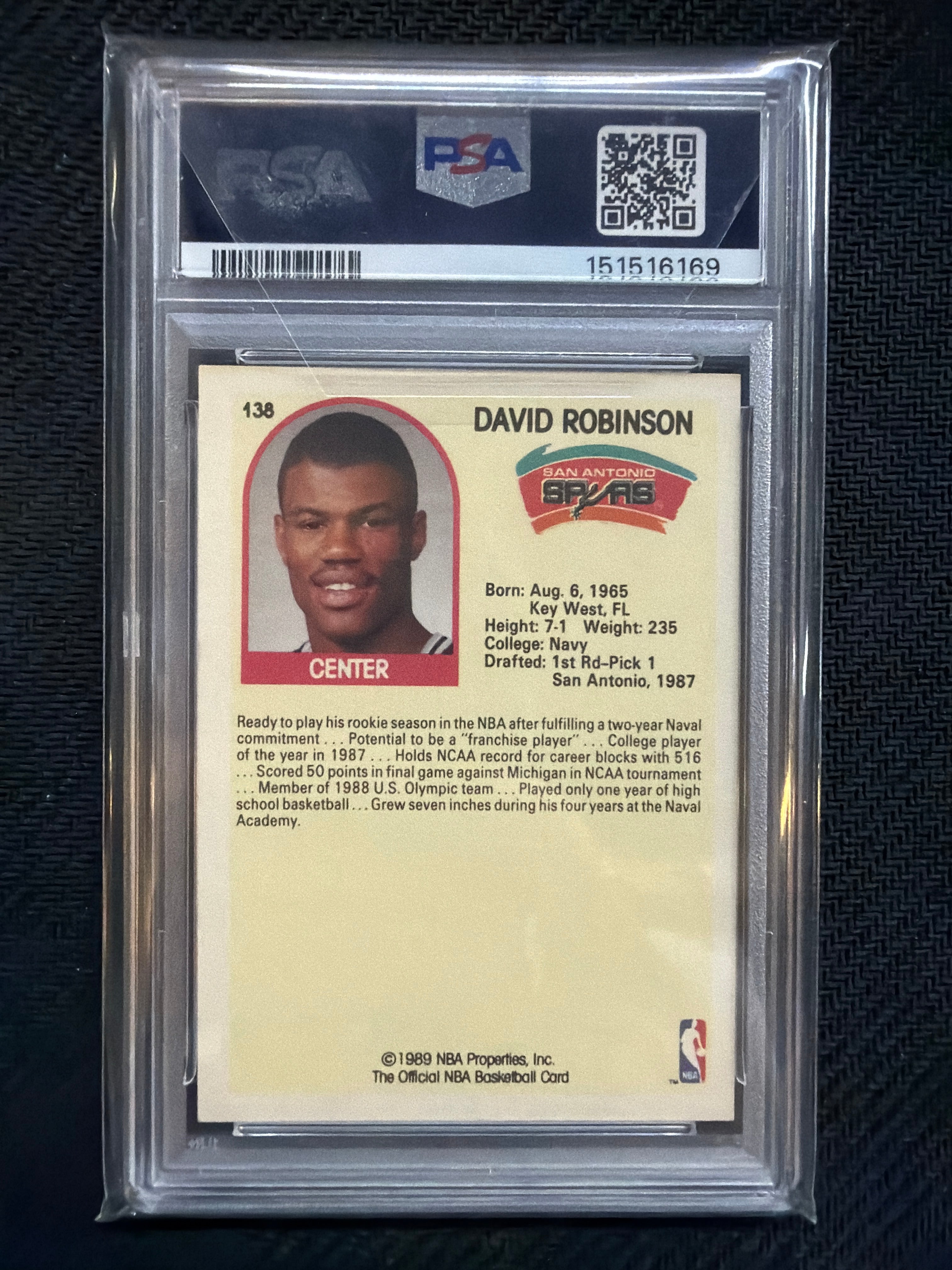 1989 Hoops David Robinson #138 PSA 6 Rookie Spurs