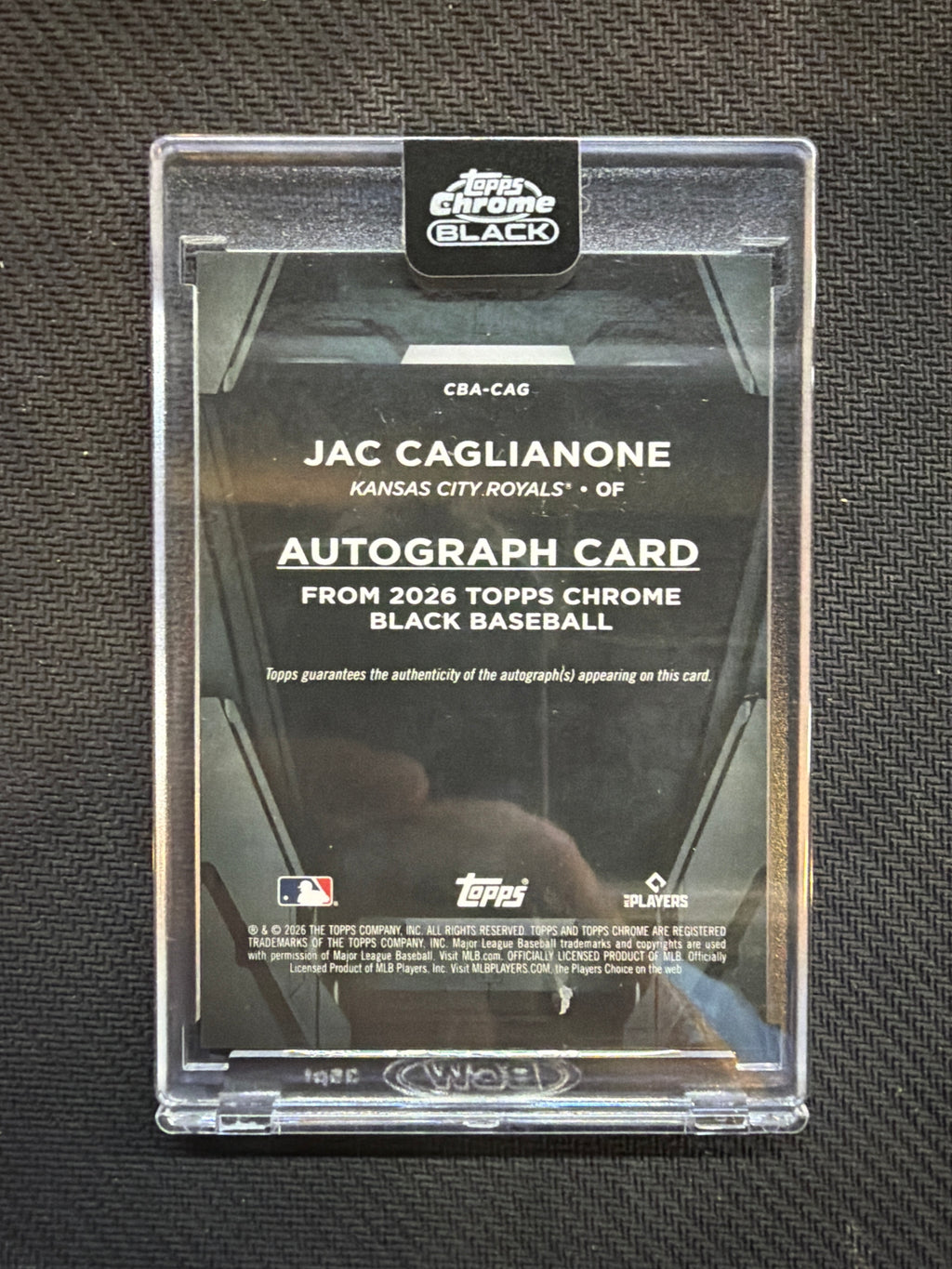 2026 Topps Chrome Black Jac Caglianone Encased Rookie Auto Royals
