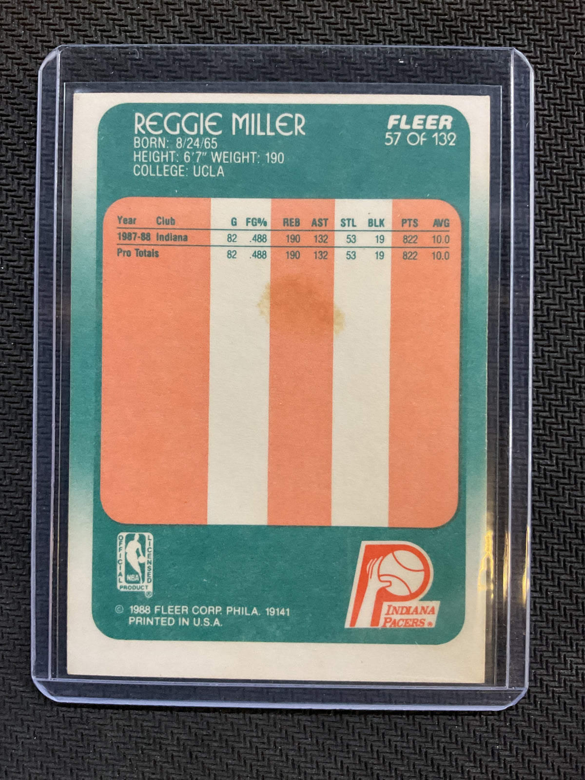 1988 Fleer Reggie Miller Rookie Pacers