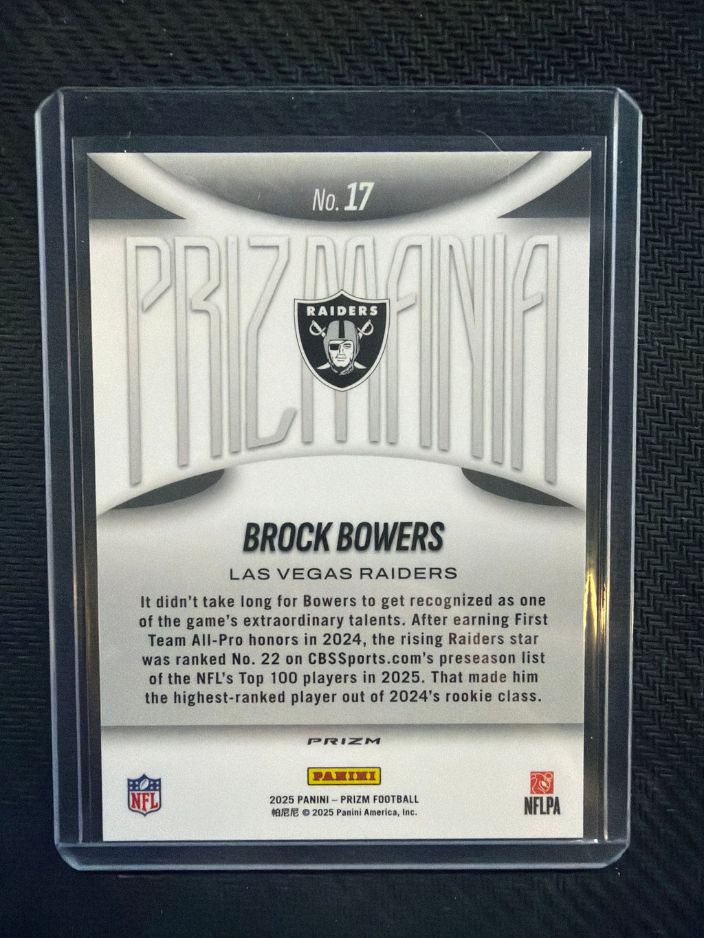 2025 Panini Prizm Brock Bowers Prizmania #17 Raiders