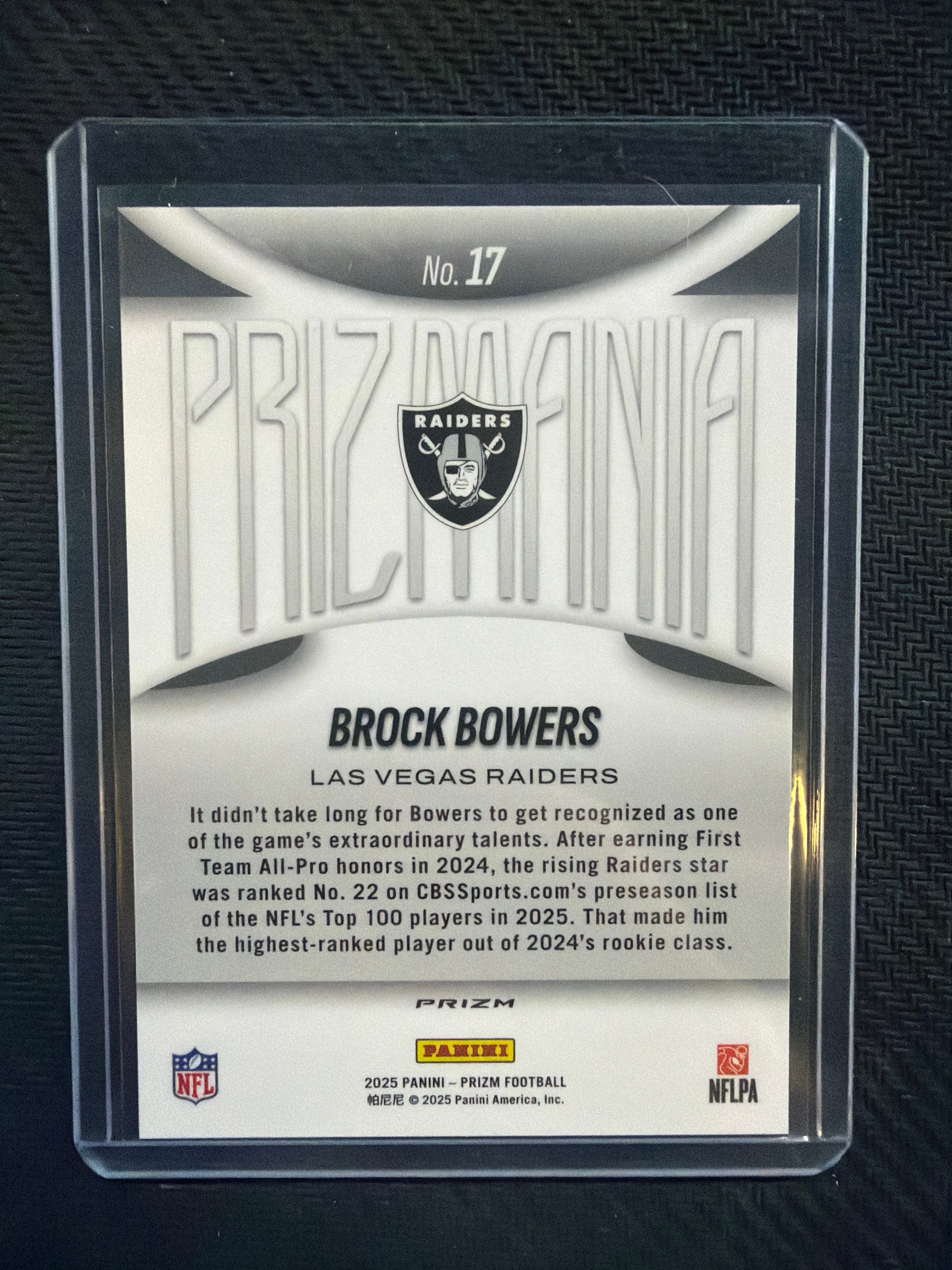 2025 Panini Prizm Brock Bowers Prizmania #17 Raiders