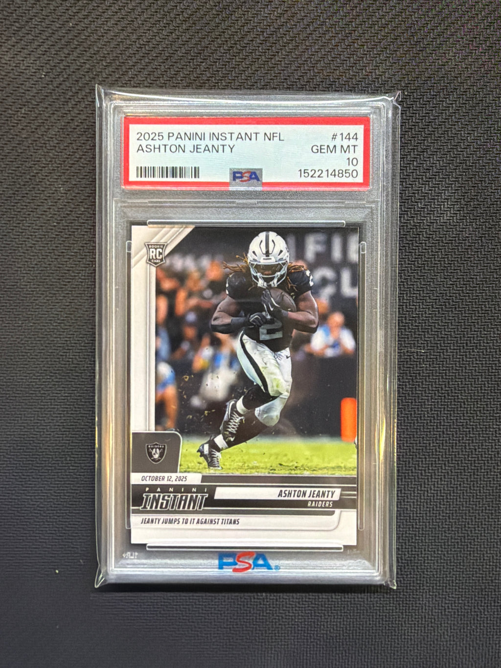 2025 Panini Instant NFL Ashton Jeanty PSA 10 850