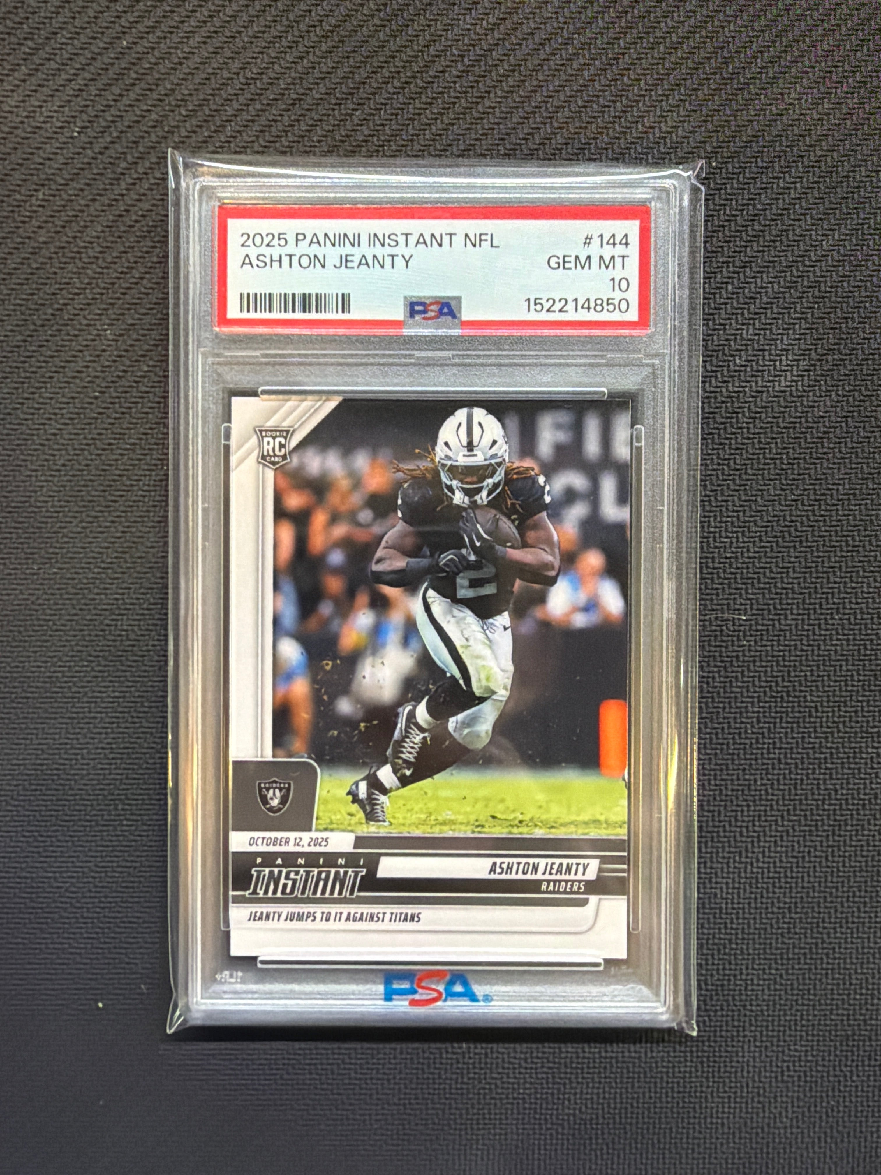 2025 Panini Instant NFL Ashton Jeanty PSA 10 850