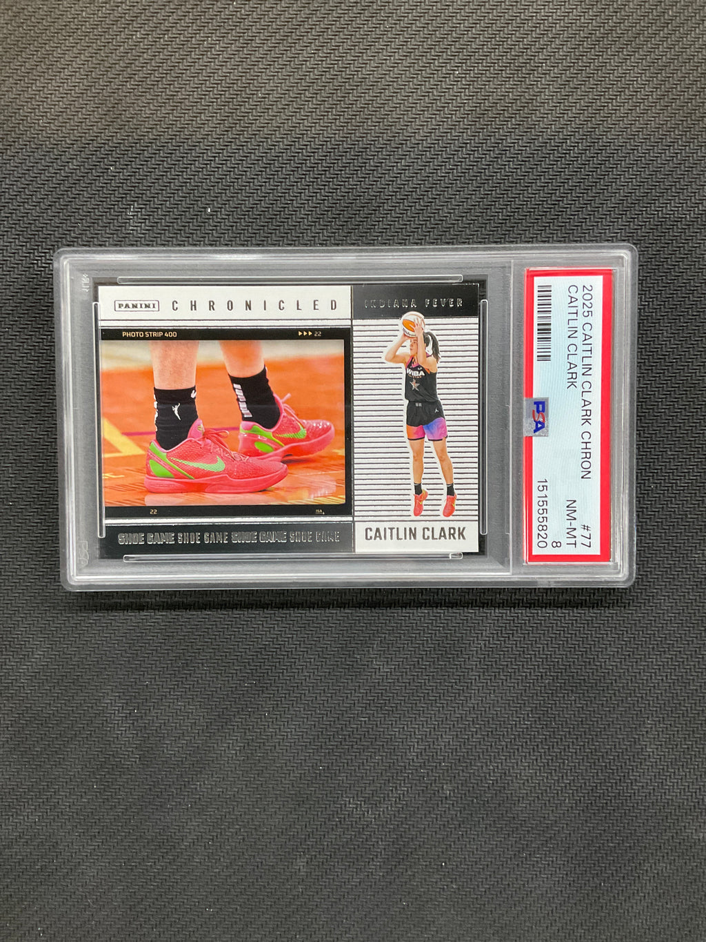 2025 PaninI Caitlin Clark Chronicles #77 Shoe Game PSA 8 820