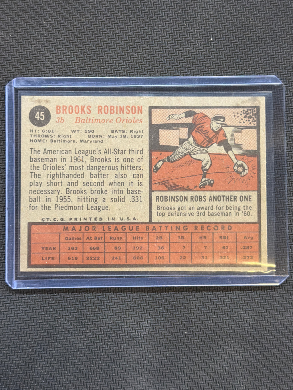1962 Topps Brooks Robinson #45 Orioles