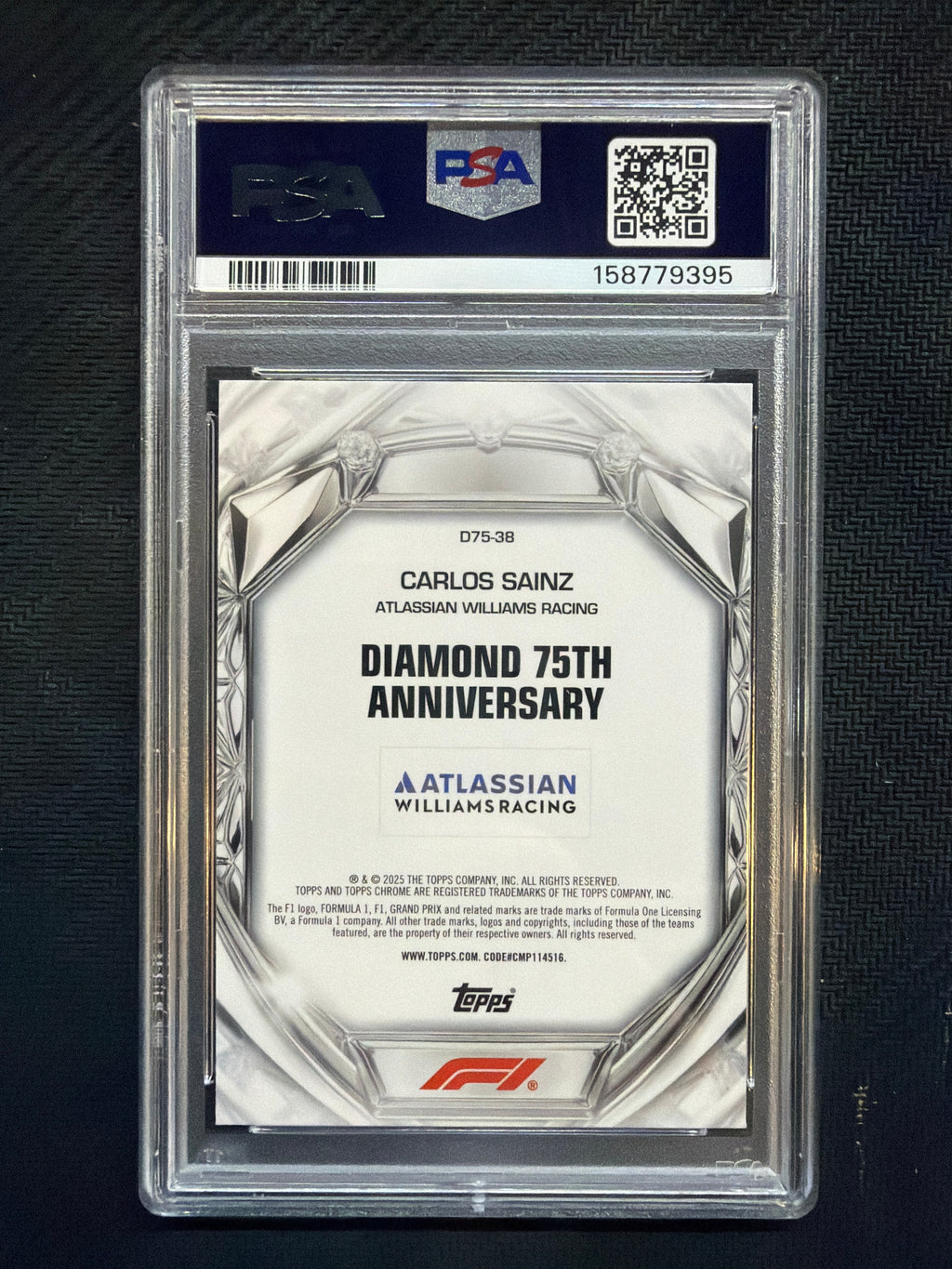 2025 Topps Chrome F1 Carlos Sainz 75th Diamond Anniversary PSA 8