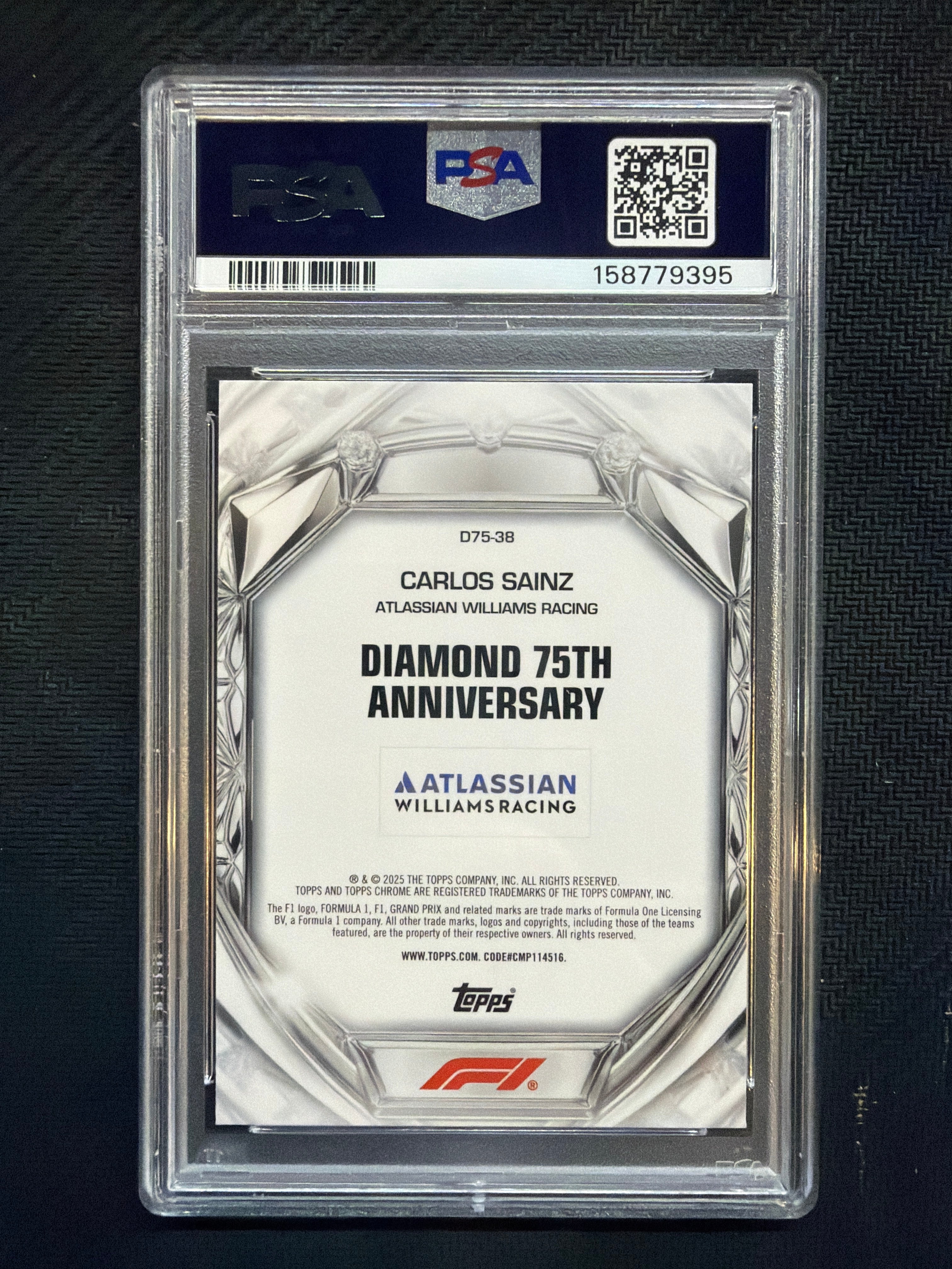 2025 Topps Chrome F1 Carlos Sainz 75th Diamond Anniversary PSA 8