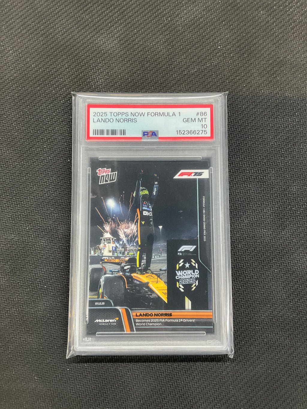 2025 Topps Now F1 Lando Norris #86 World Champion PSA 10