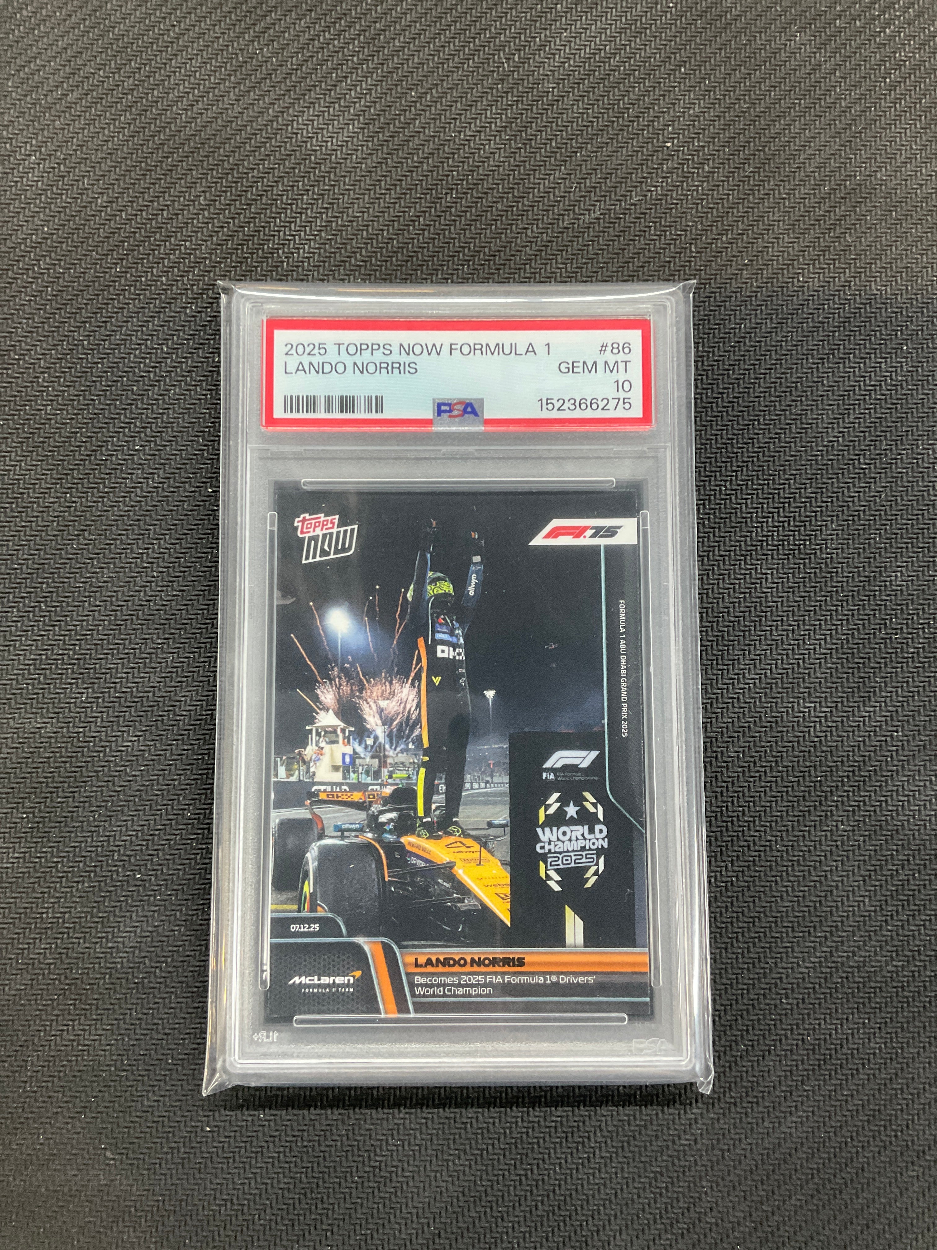 2025 Topps Now F1 Lando Norris #86 World Champion PSA 10