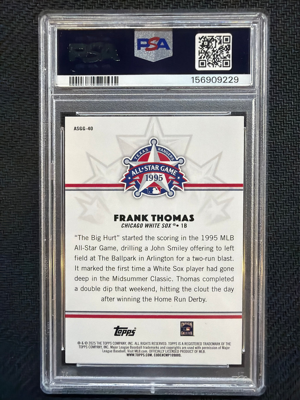 2025 Topps All-Star Game Frank Thomas All-Star Greats #40 PSA 9 White Sox