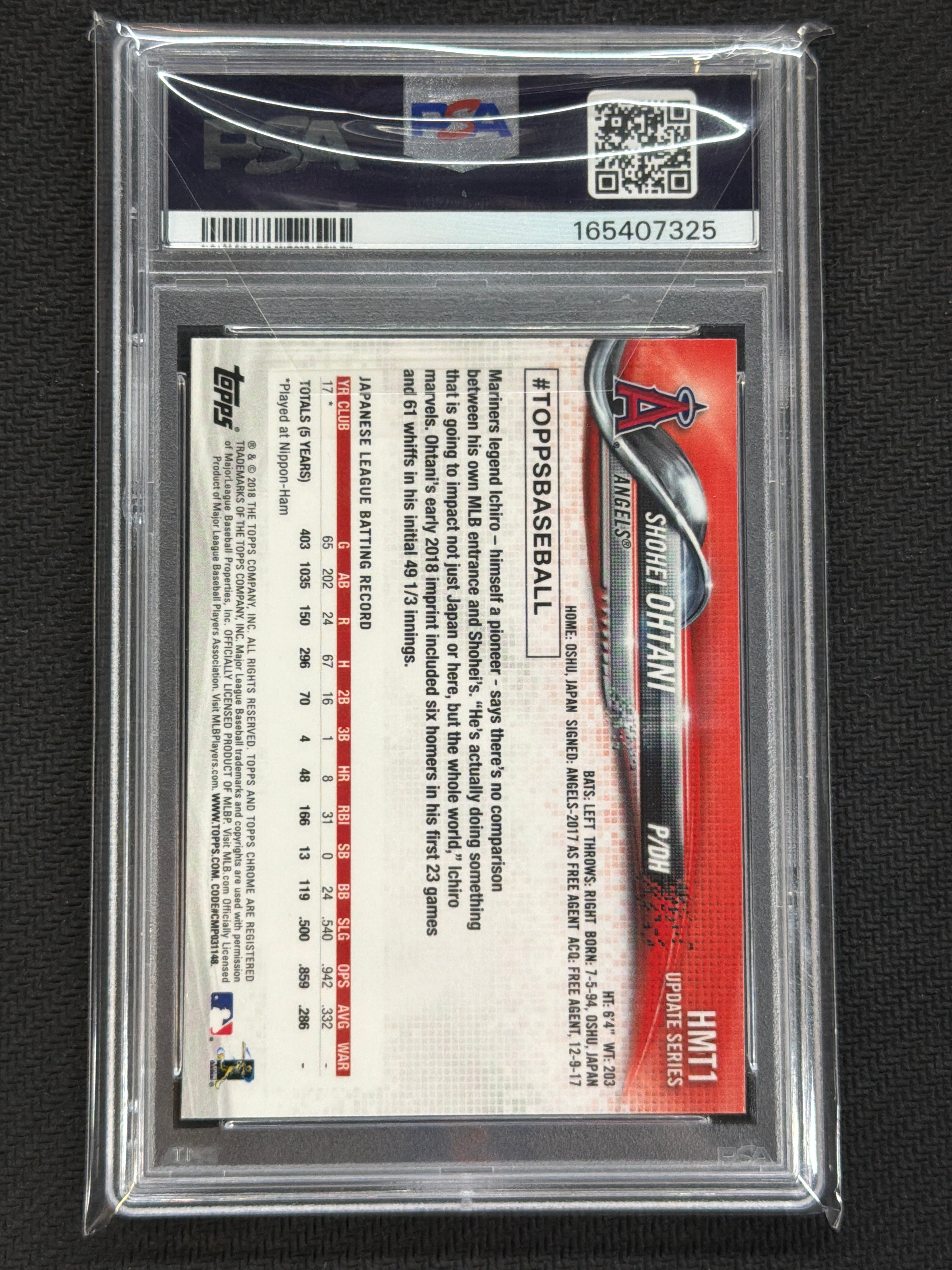 2018 Topps Chrome Update Shohei Ohtani Rookie Pitching PSA 10 325
