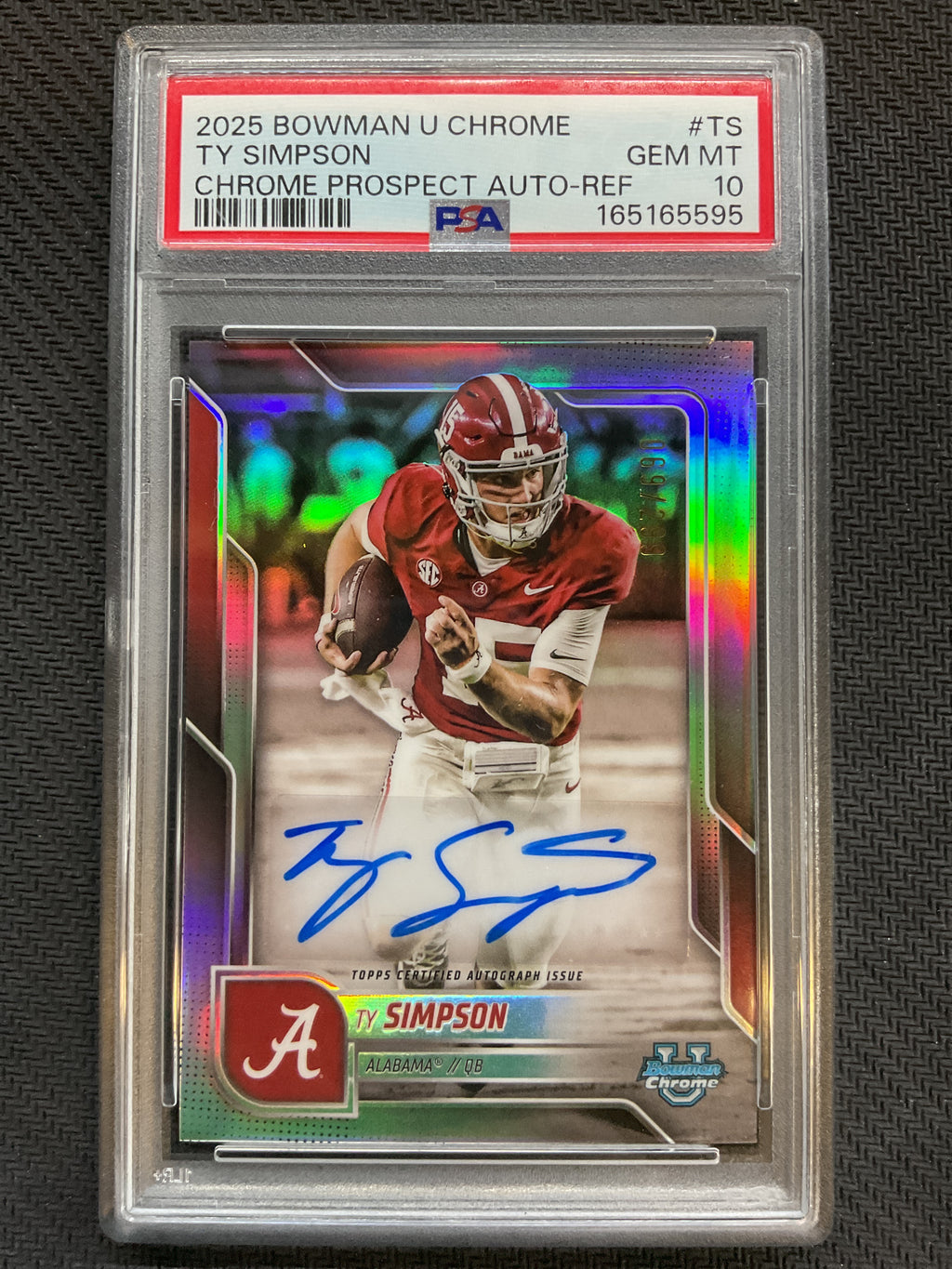 2025 Bowman Chrome U Ty Simspon Refractor Auto /299 PSA 10 Alabama