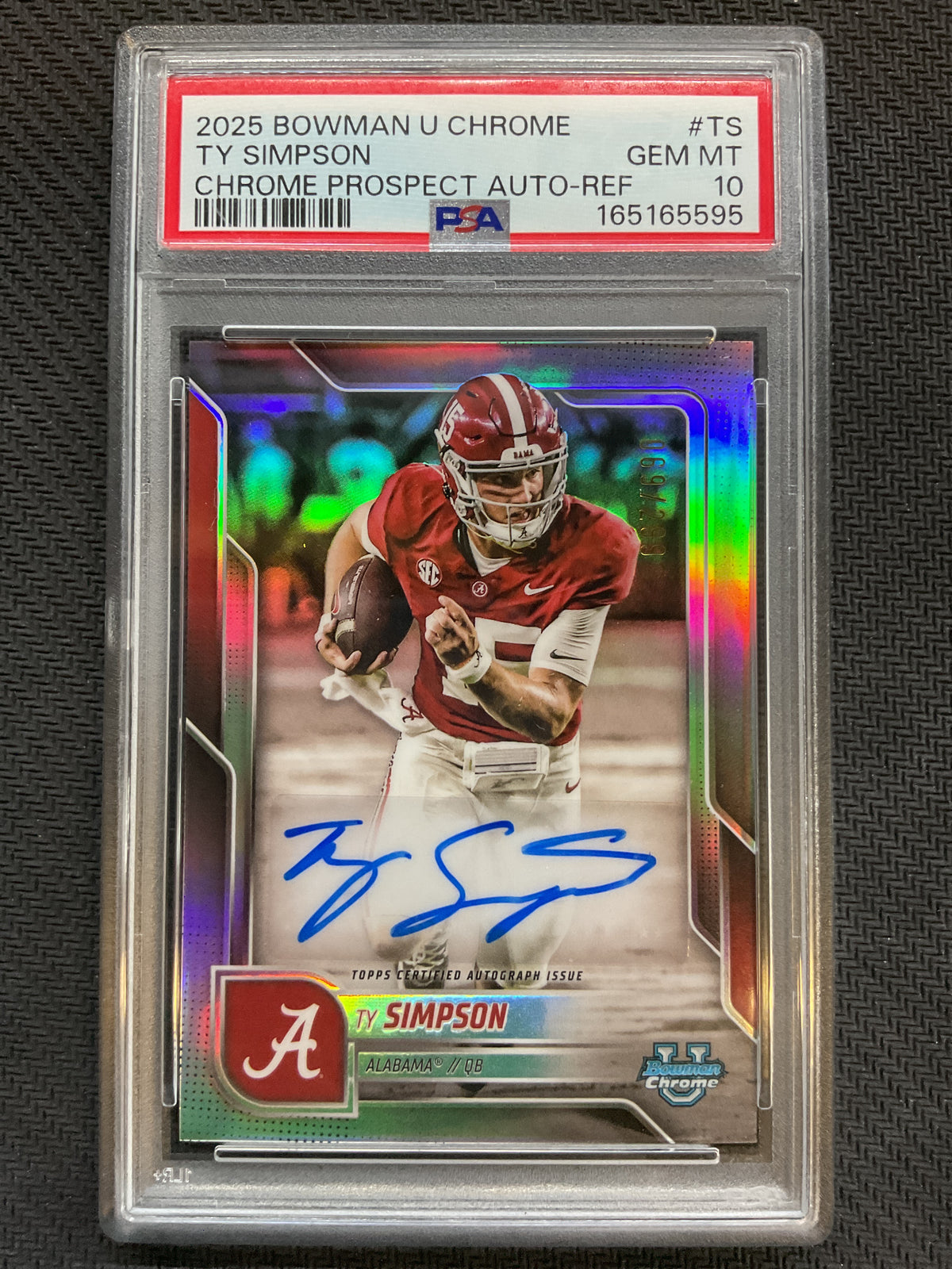 2025 Bowman Chrome U Ty Simspon Refractor Auto /299 PSA 10 Alabama