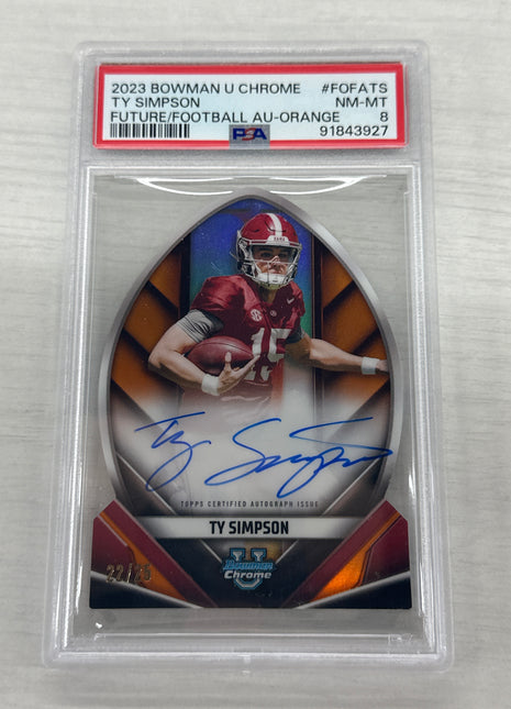 2023 Bowman U Ty Simpson Orange Auto /25 PSA 8
