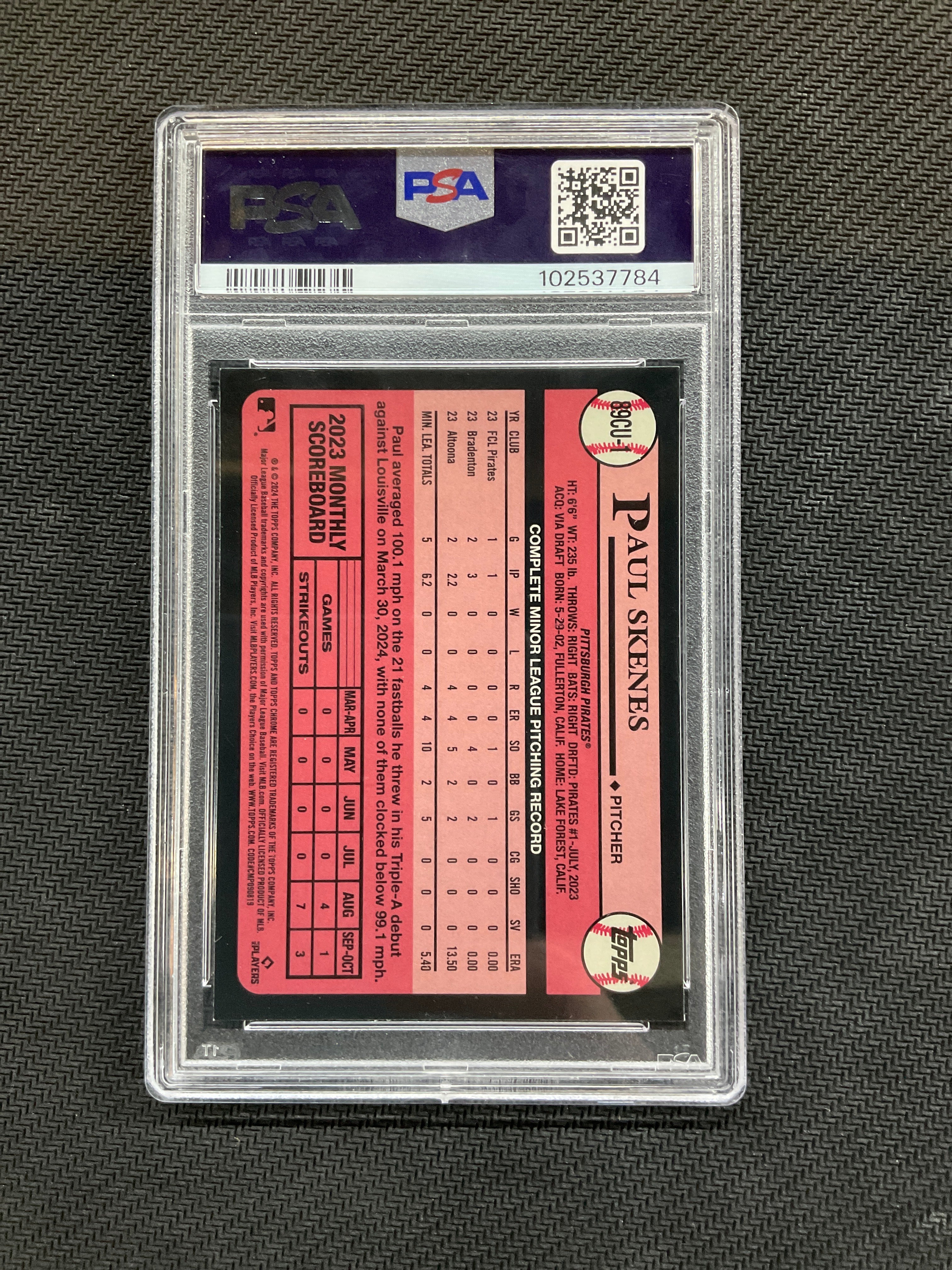 2024 Topps Chrome Update Paul Skenes Rookie Refractor 89 PSA 8