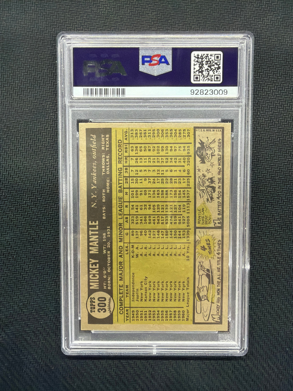 1961 Topps Mickey Mantle PSA 6 Yankees