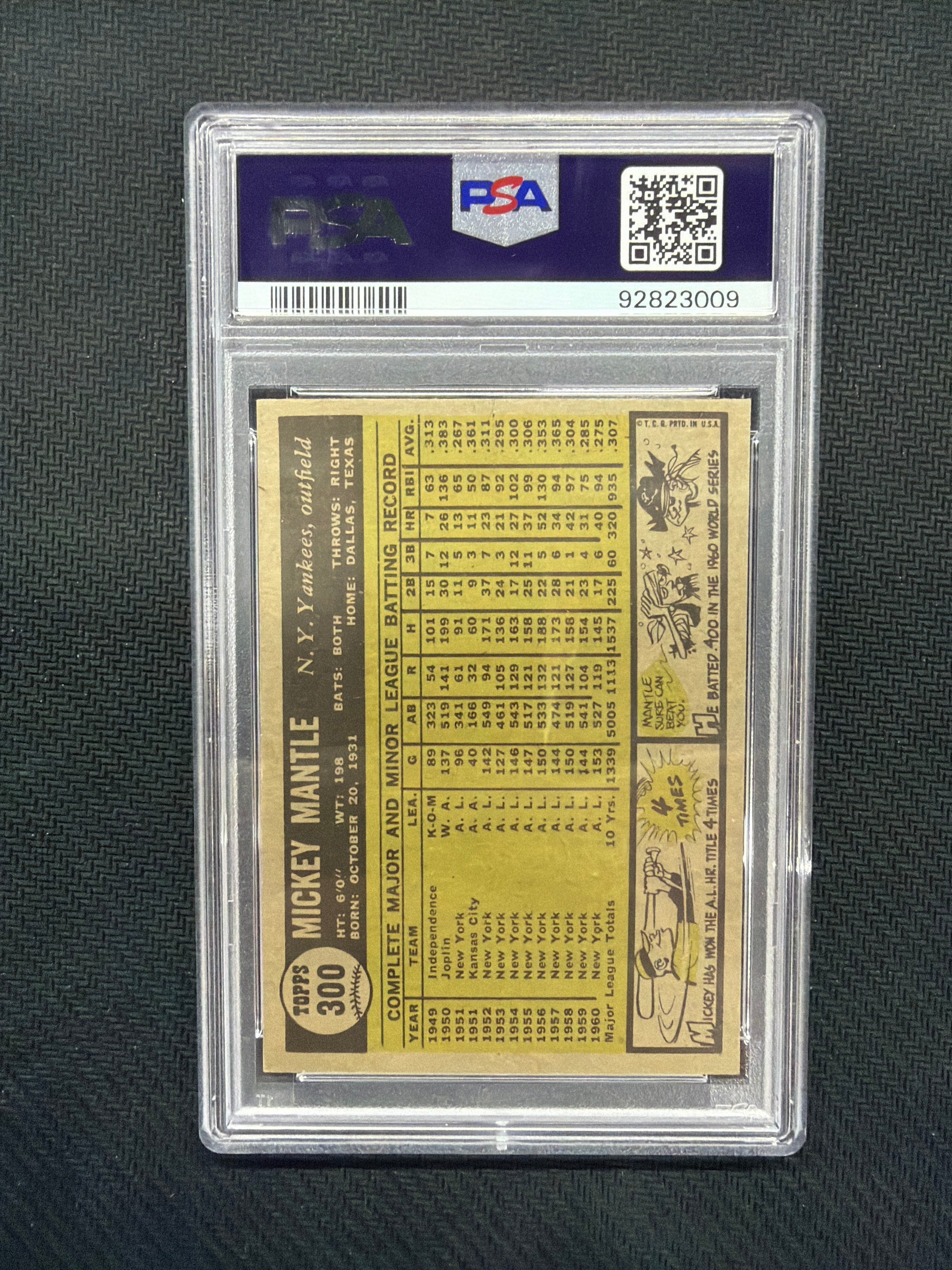 1961 Topps Mickey Mantle PSA 6 Yankees