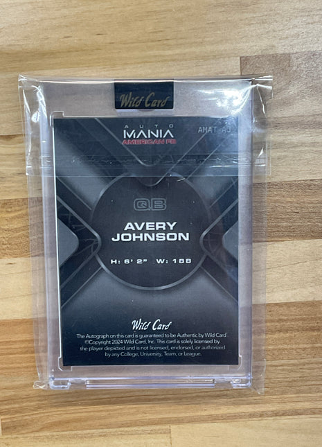 2024 Wild Card Avery Johnson Mania Black 1/1 Auto Rookie