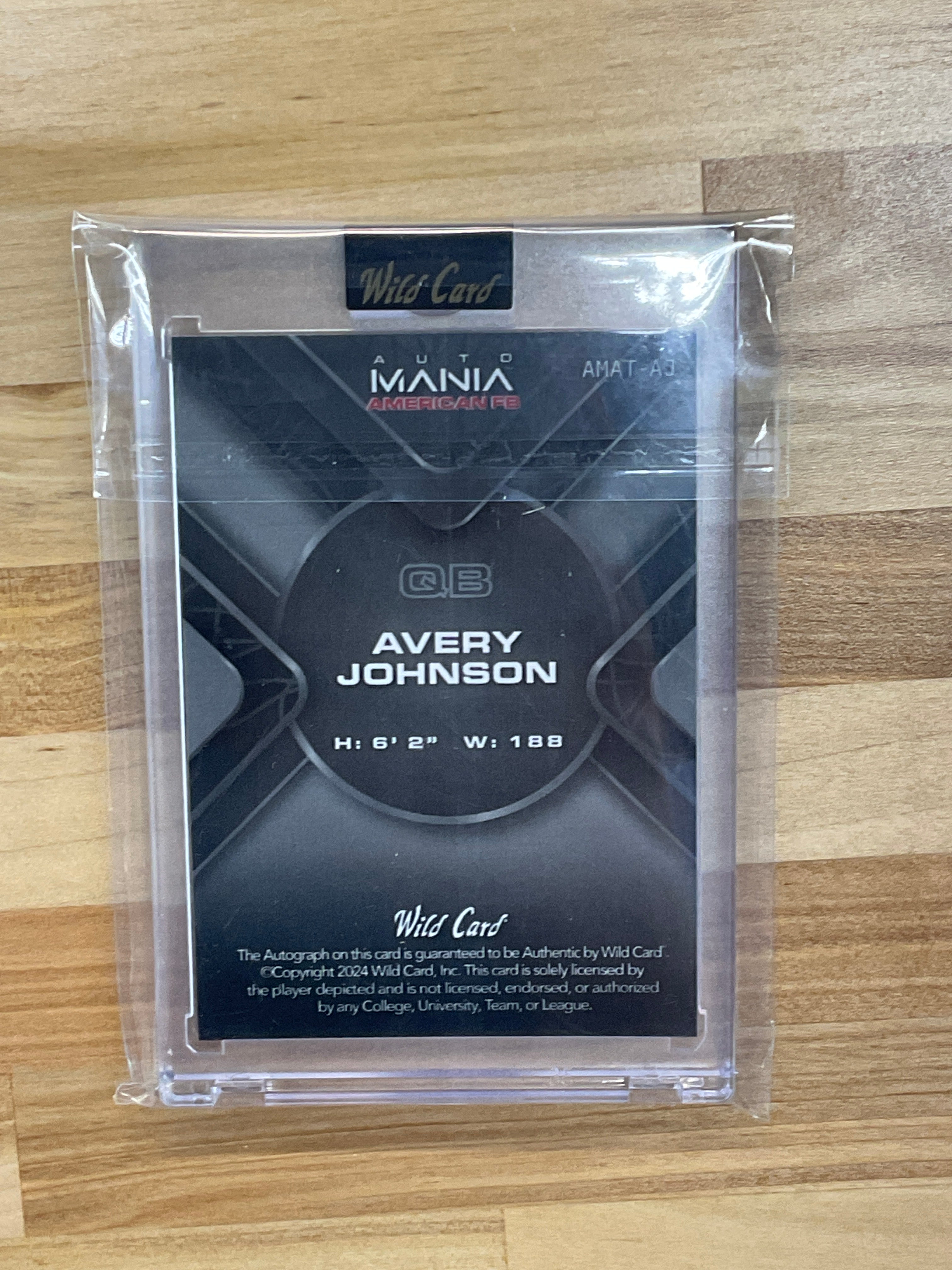 2024 Wild Card Avery Johnson Mania Black 1/1 Auto Rookie