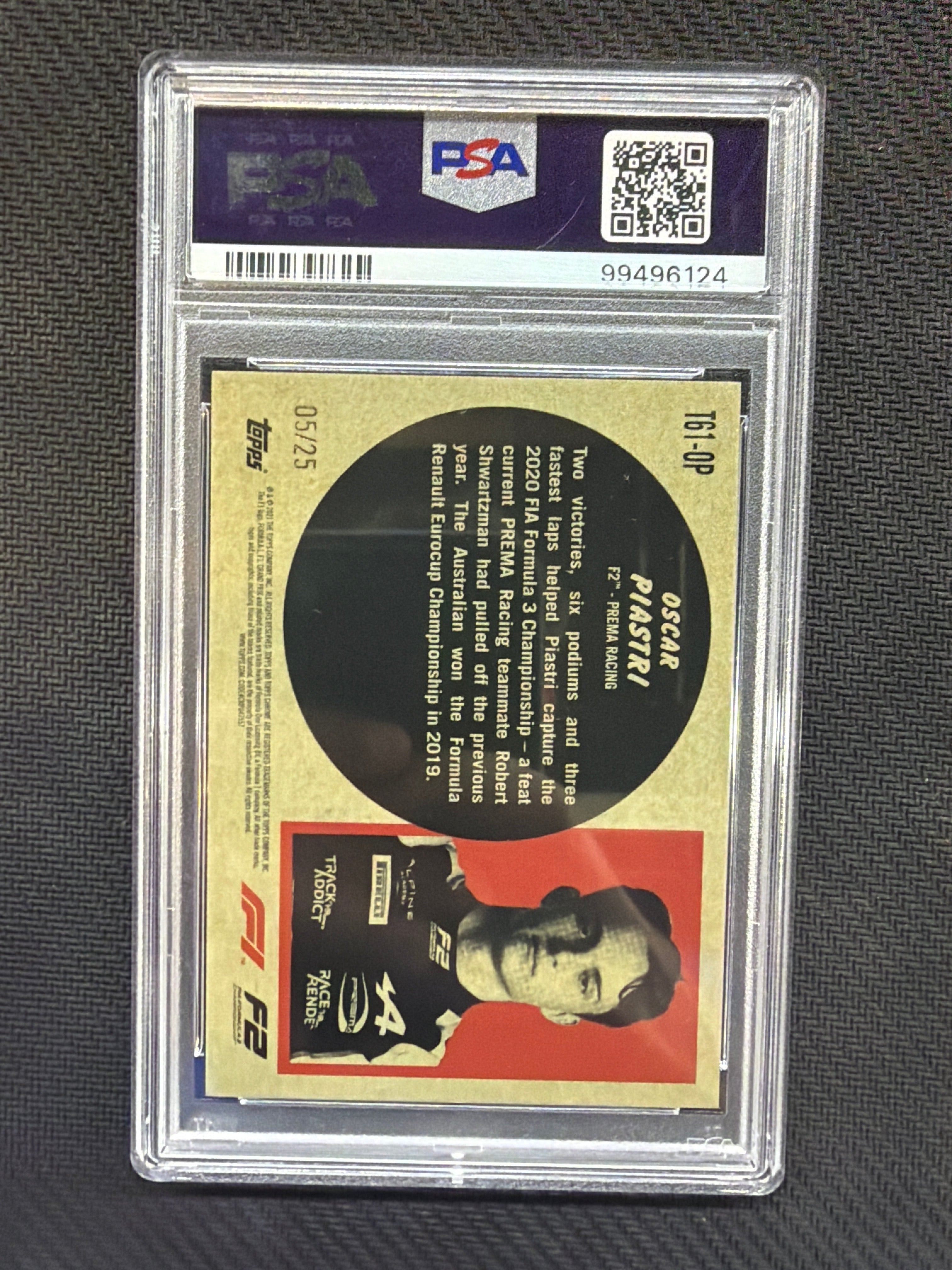 2021 Topps Chrome F1 Oscar Piastri '61 Orange /25 PSA 9