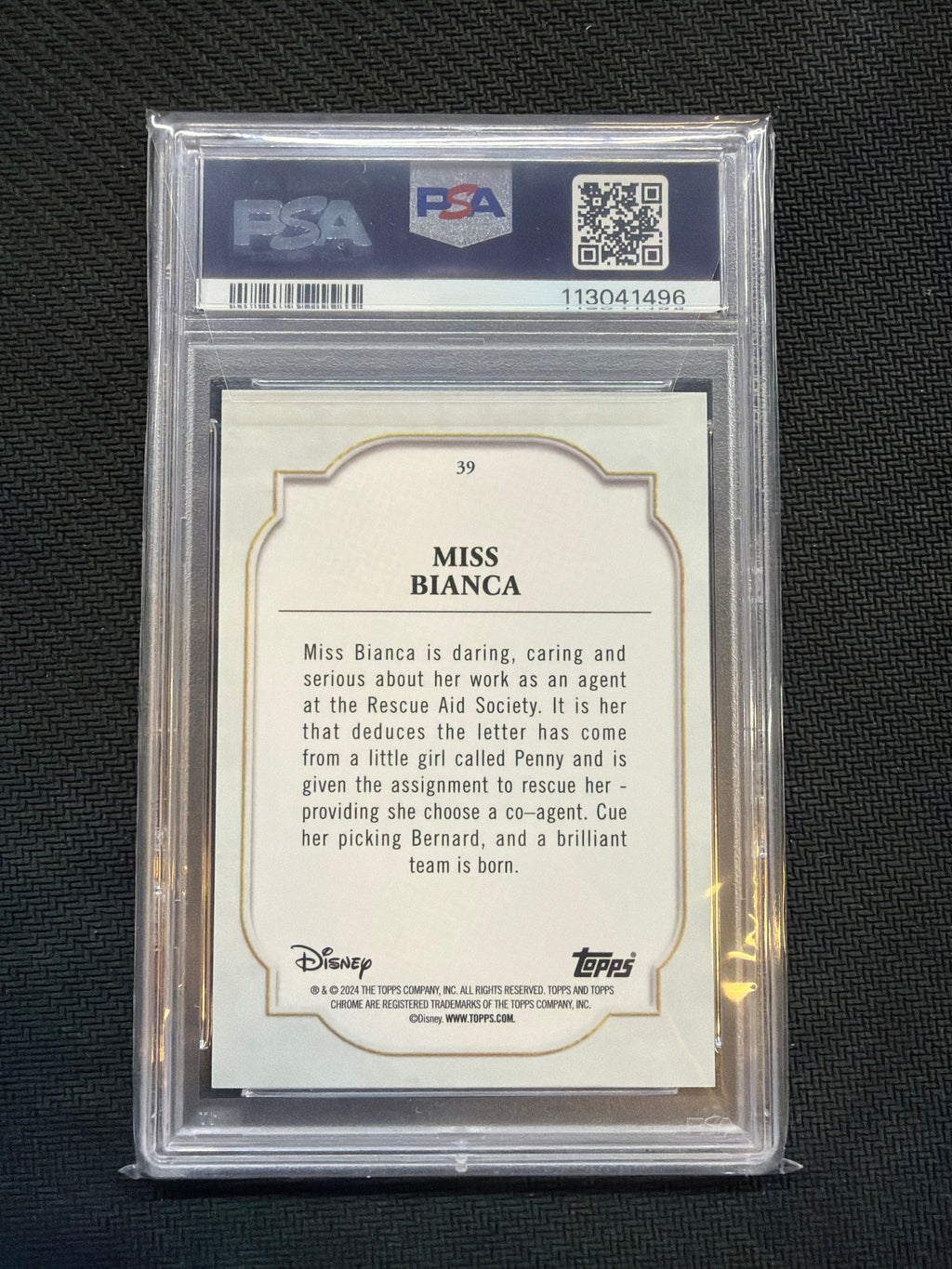 2024 Topps Chrome Disney Miss Bianca Black & White /101 PSA 10