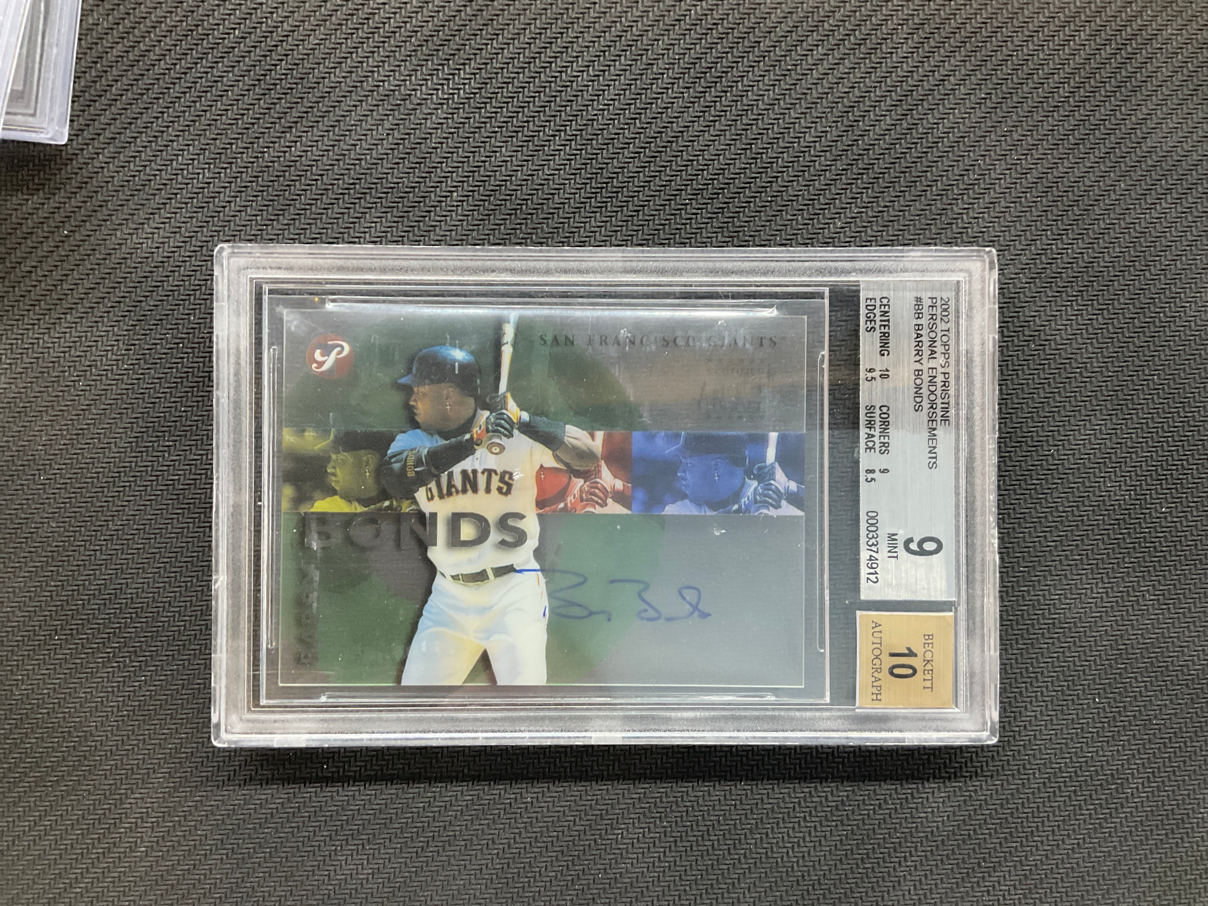 2002 Topps Pristine Barry Bonds Auto BGS 9 10 Giants