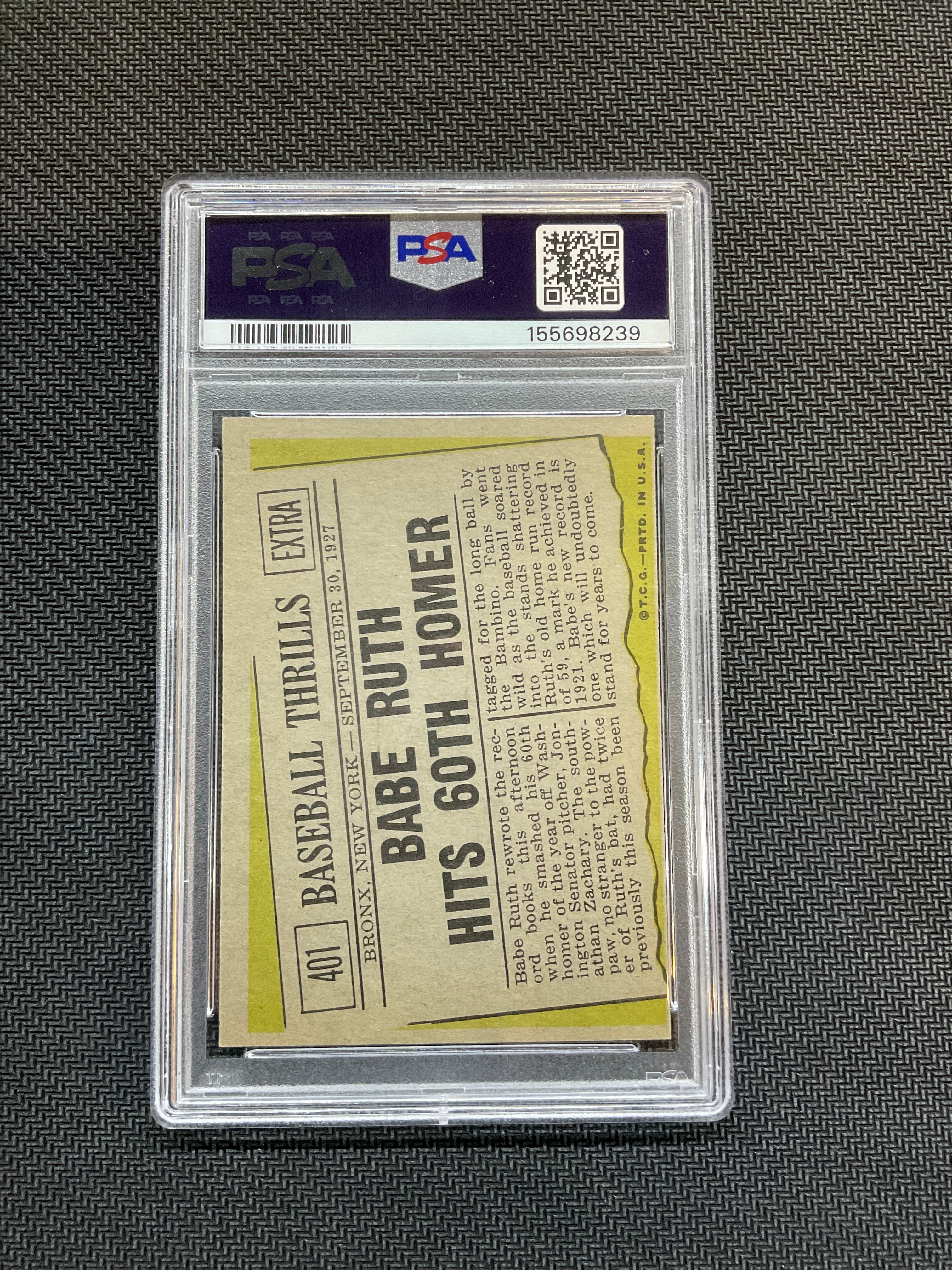 1961 Topps Babe Ruth Hits 60th Homer #401 PSA 7 Yankees