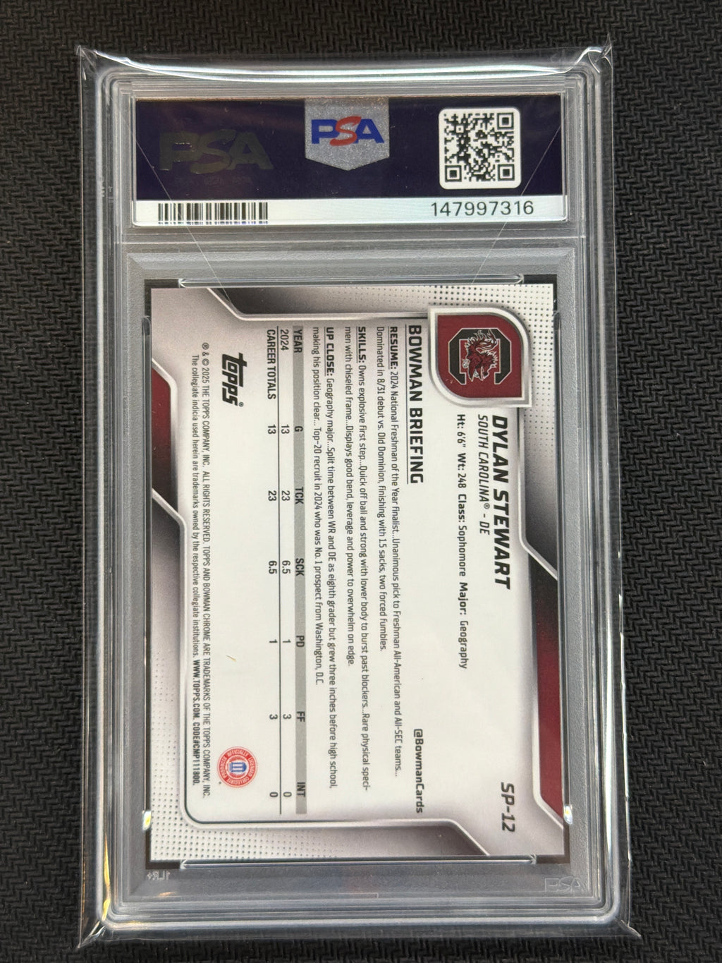 2025 Bowman U Chrome Dylan Stewart SP Image Variation PSA 10 Rookie 316