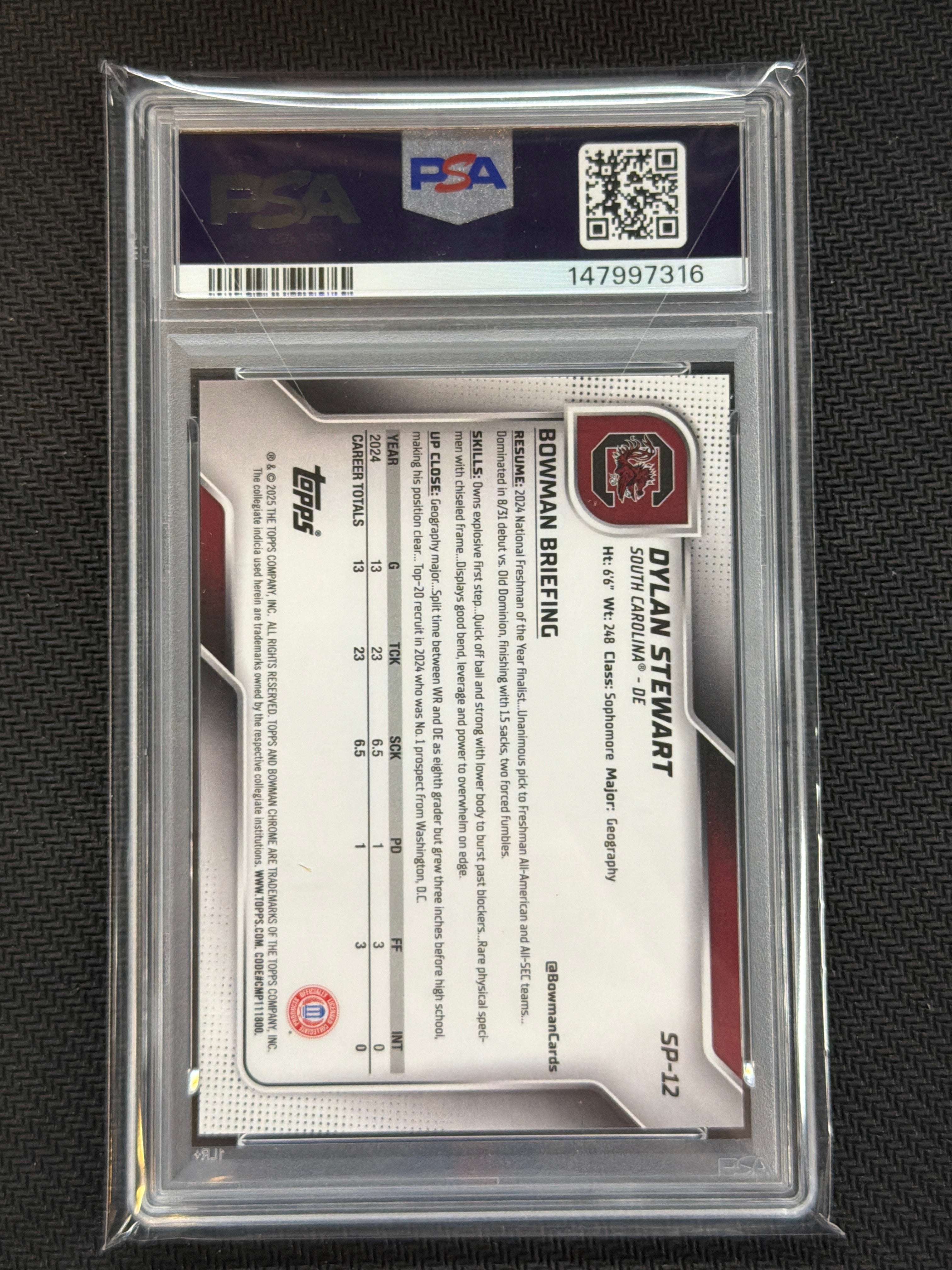 2025 Bowman U Chrome Dylan Stewart SP Image Variation PSA 10 Rookie 316