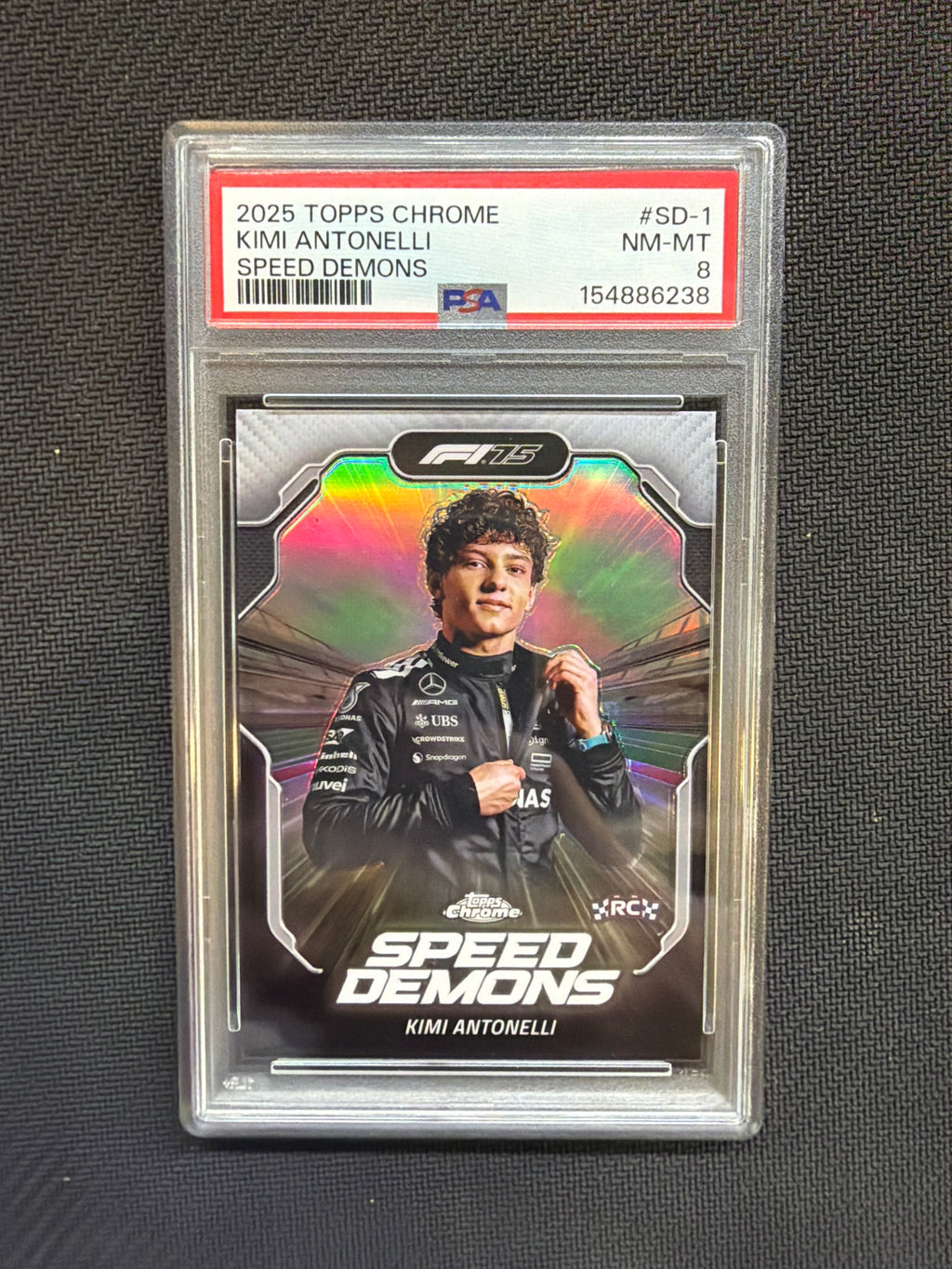 2025 Topps Chrome F1 Kimi Antonelli Speed Demons PSA 8