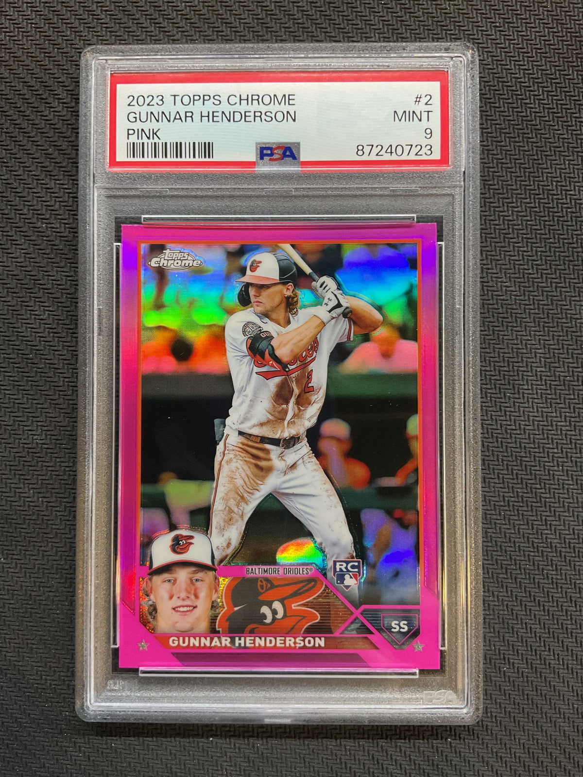 2023 Topps Chrome Gunnar Henderson Pink Refractor Rookie PSA 9 Orioles