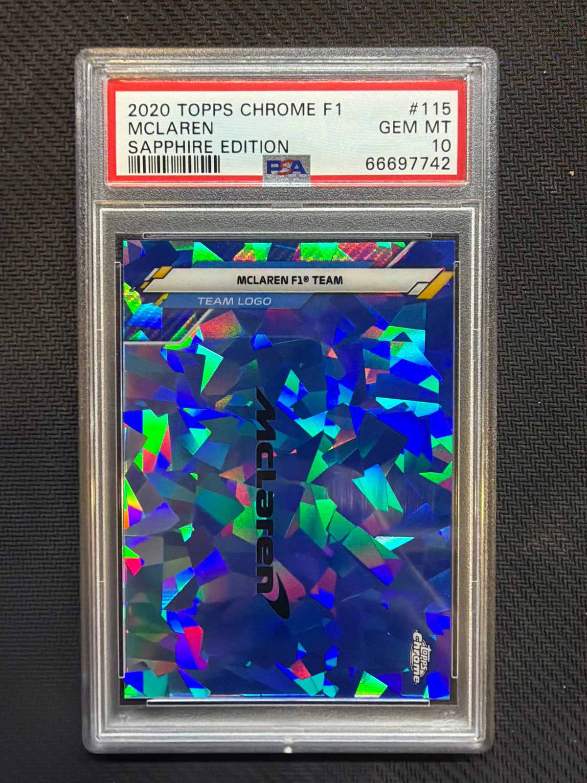 2020 Topps Chrome F1 Sapphire McLaren Logo PSA 10 742