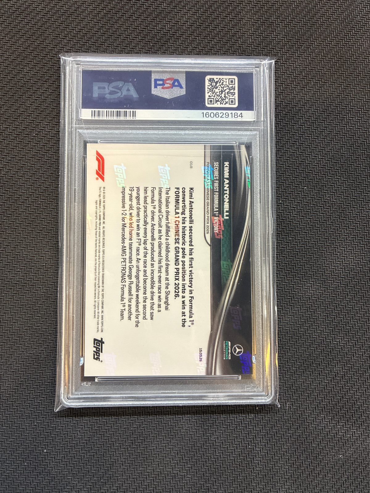 2026 Topps Now Formula 1 Kimi Antonelli #18 PSA 10 184