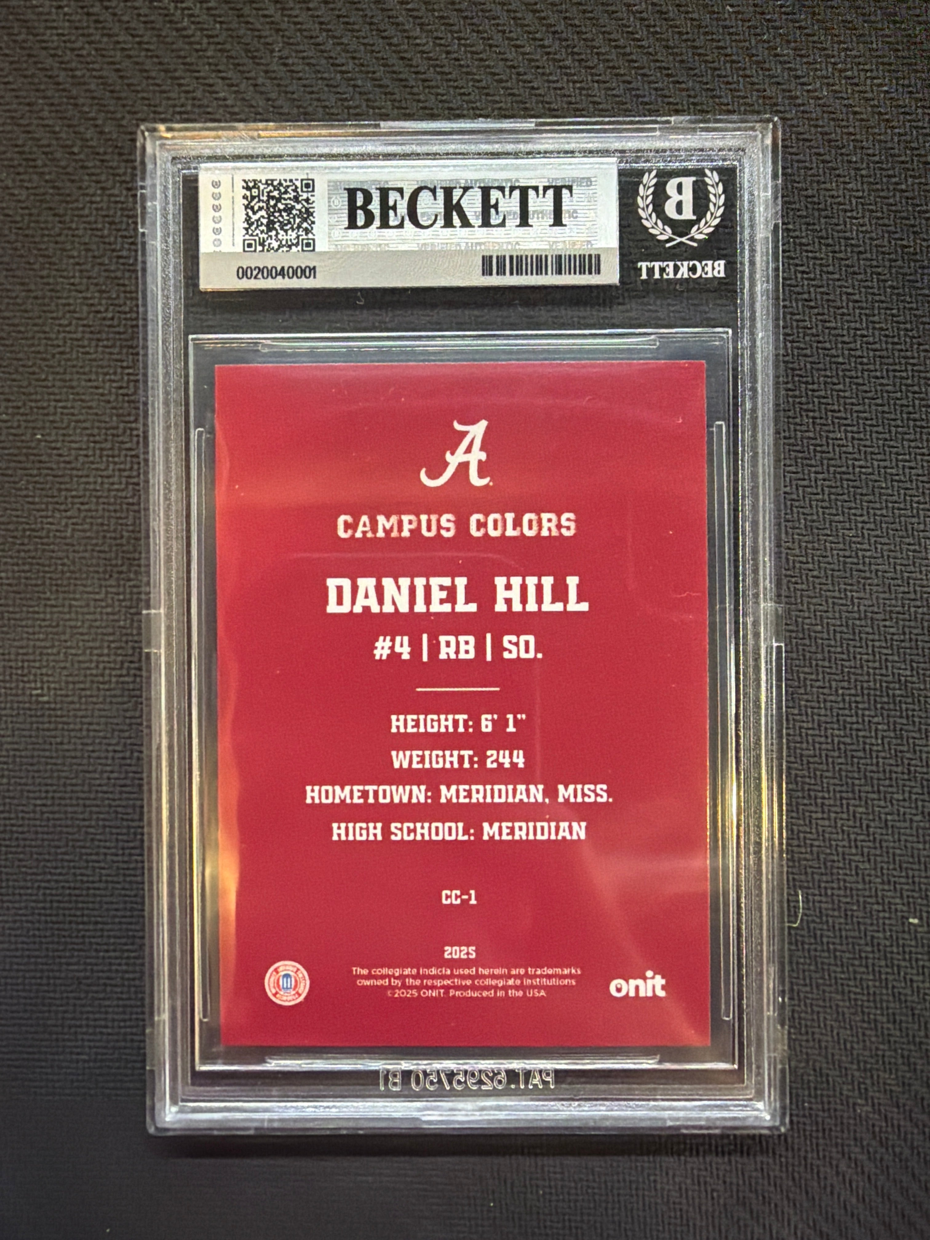 2025 Onit Alabama Campus Colors Daniel Hill BGS 8.5 Alabama