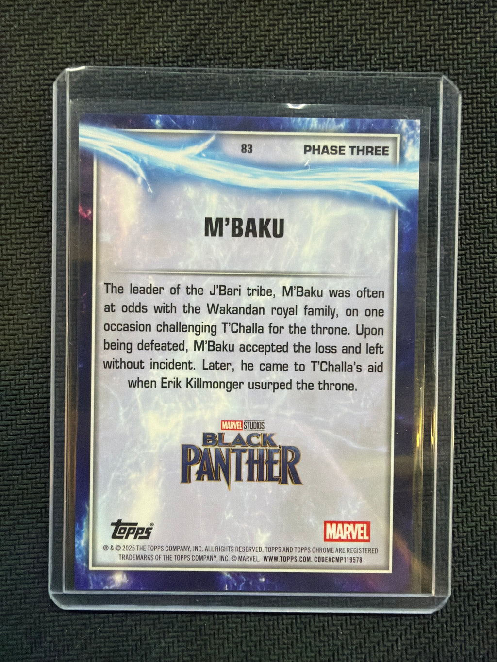 2025 Topps Chrome Sapphire Marvel Studios M'Baku Black /10 #83