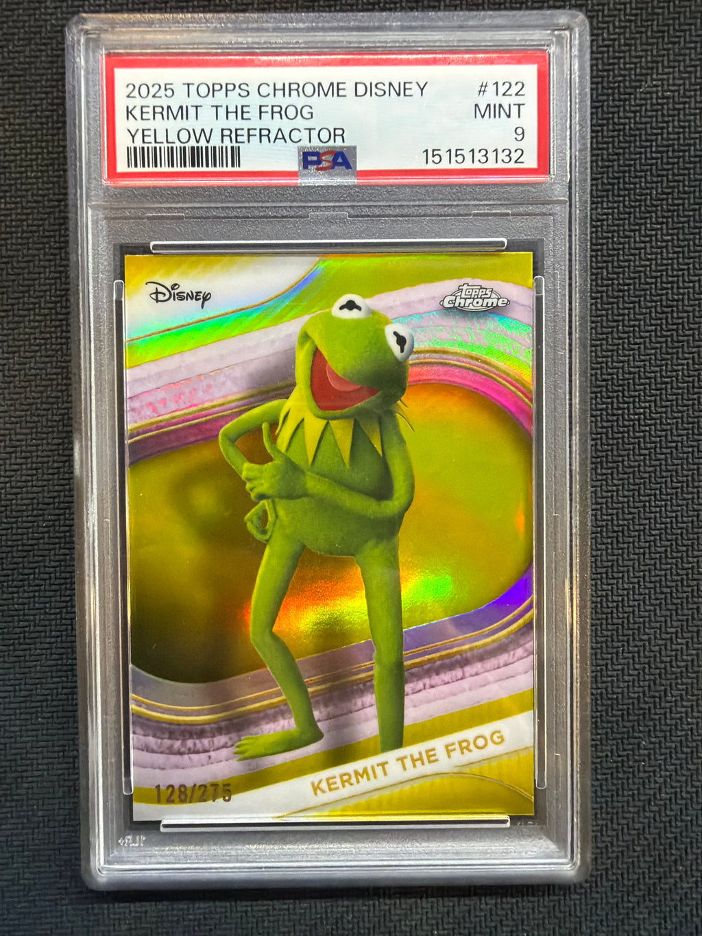 2025 Topps Chrome Disney Kermit The Frog Yellow /275 PSA 9