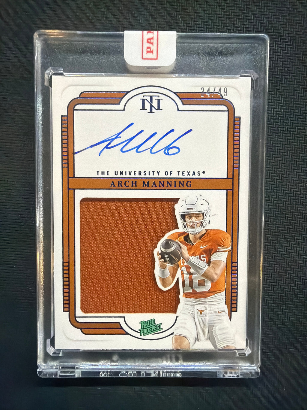 2025 Panini National Treasures Collegiate Arch Manning Patch Auto /49 Texas