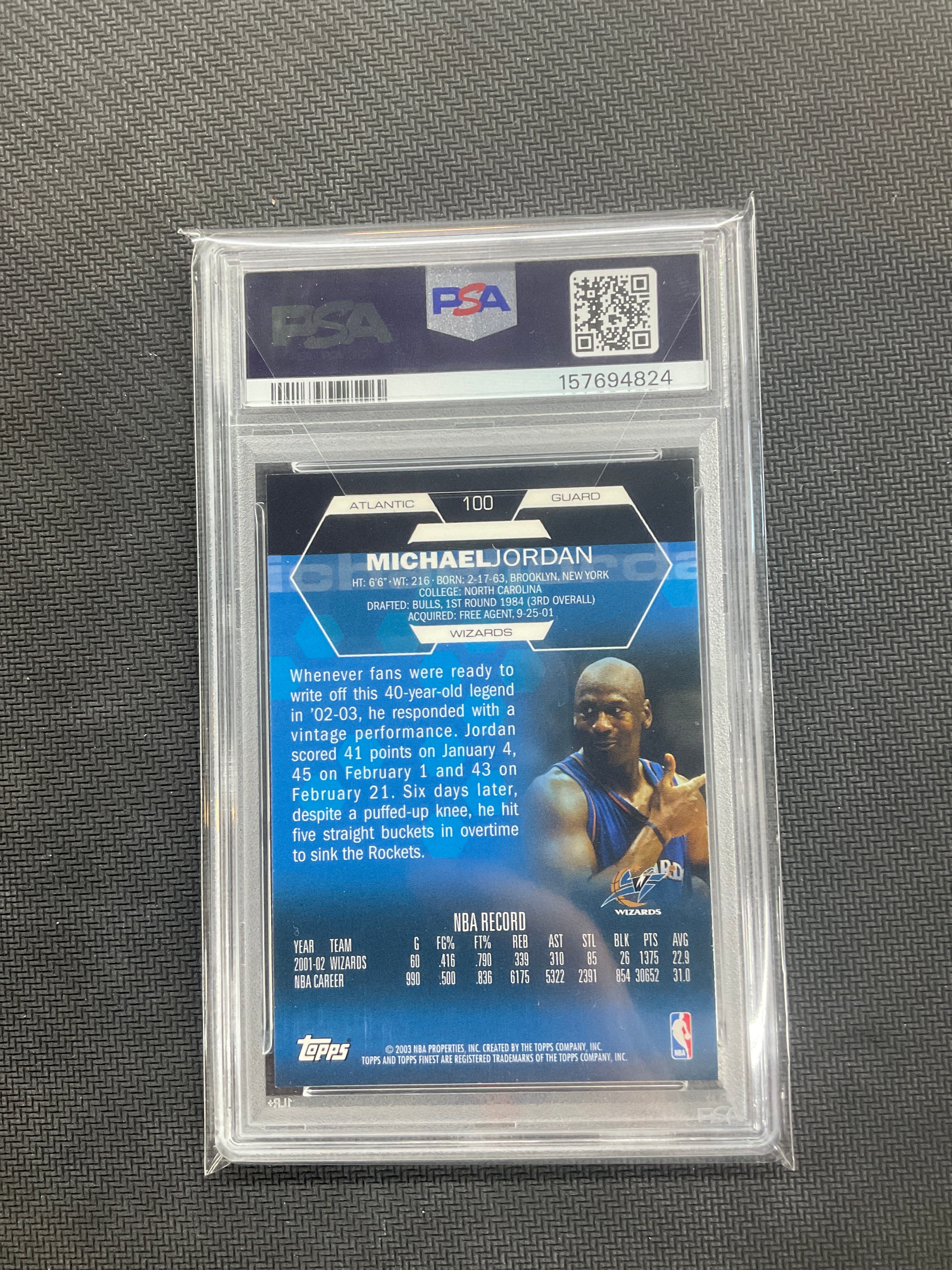 2002 Topps Finest Michael Jordan #100 PSA 10 Wizrads