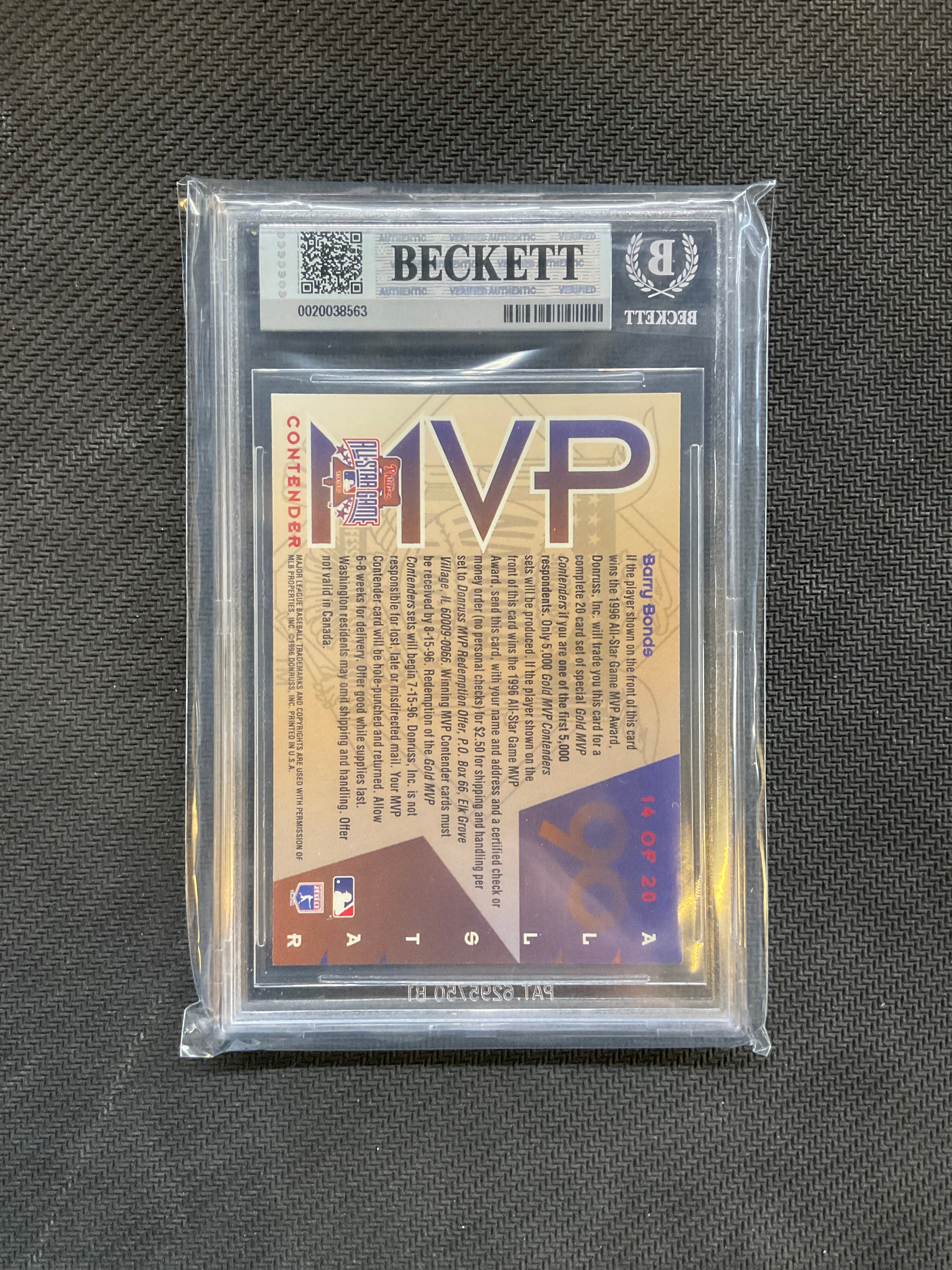 1996 Leaf All-Star Barry Bonds MVP Contenders BGS 8.5 Giants