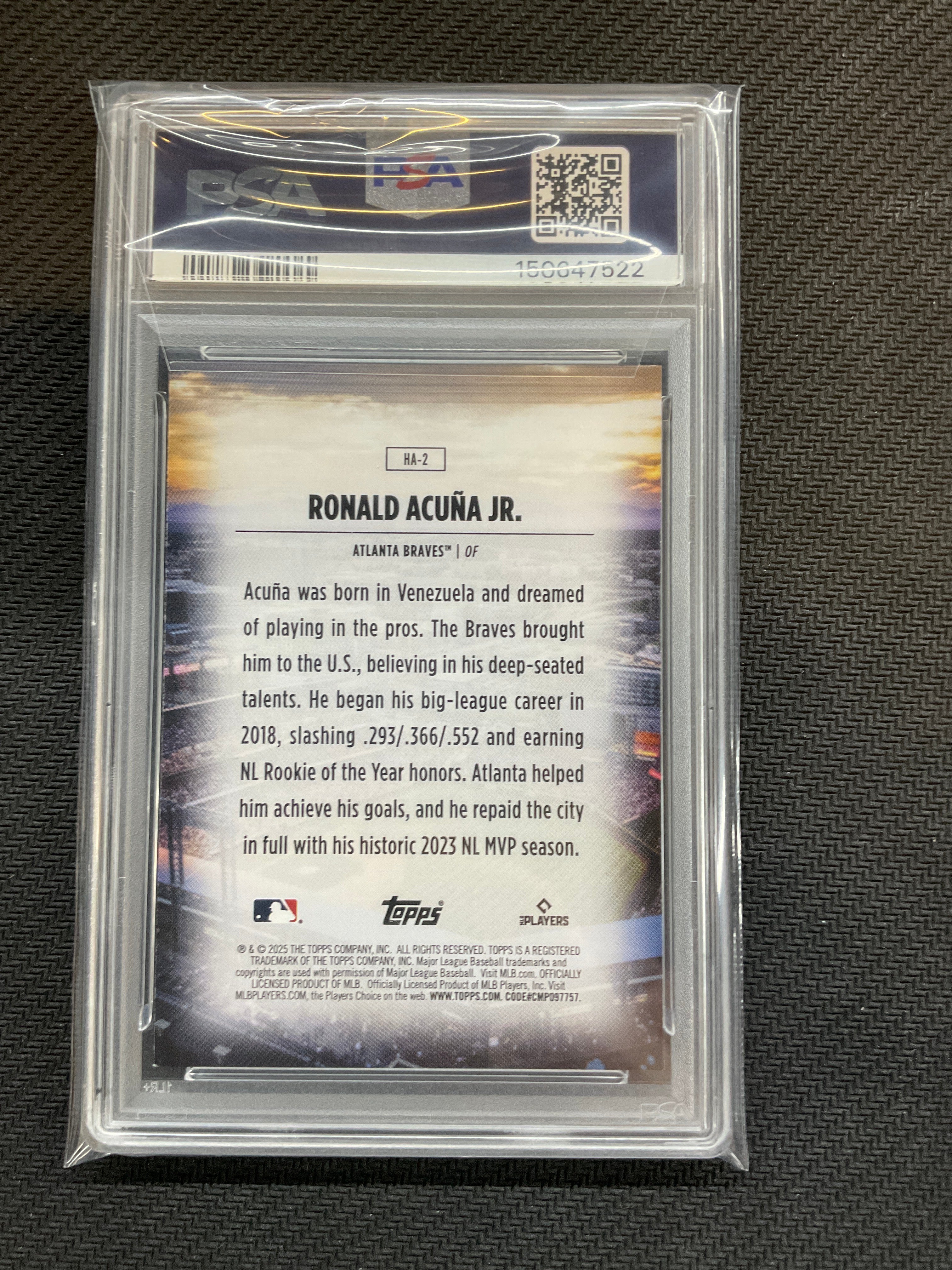 2025 Topps Ronald Acuna Jr. Home Field Advantage PSA 8 Case Hit