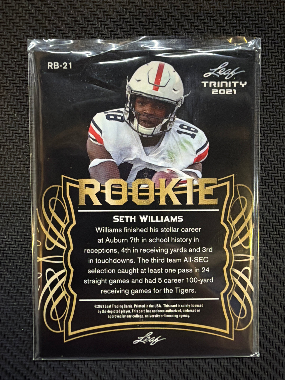 2021 Leaf Trinity Seth Williams Rookie 1/1 Auburn