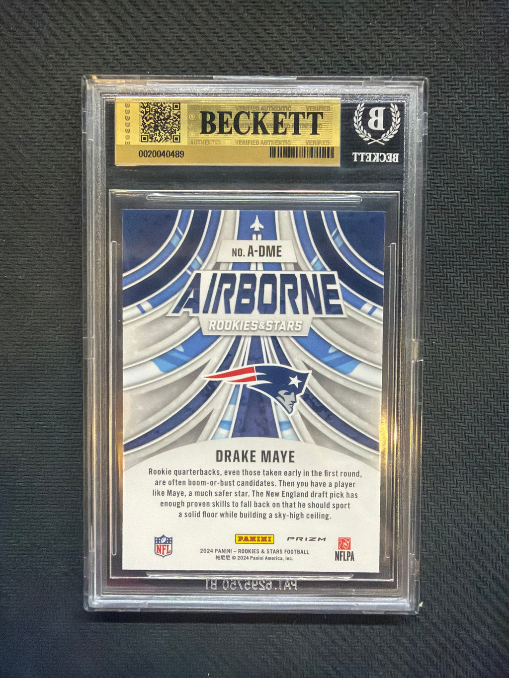 2024 Rookie Stars Drake Maye Airborne Red Plaid Rookie BGS 9.5 Patriots
