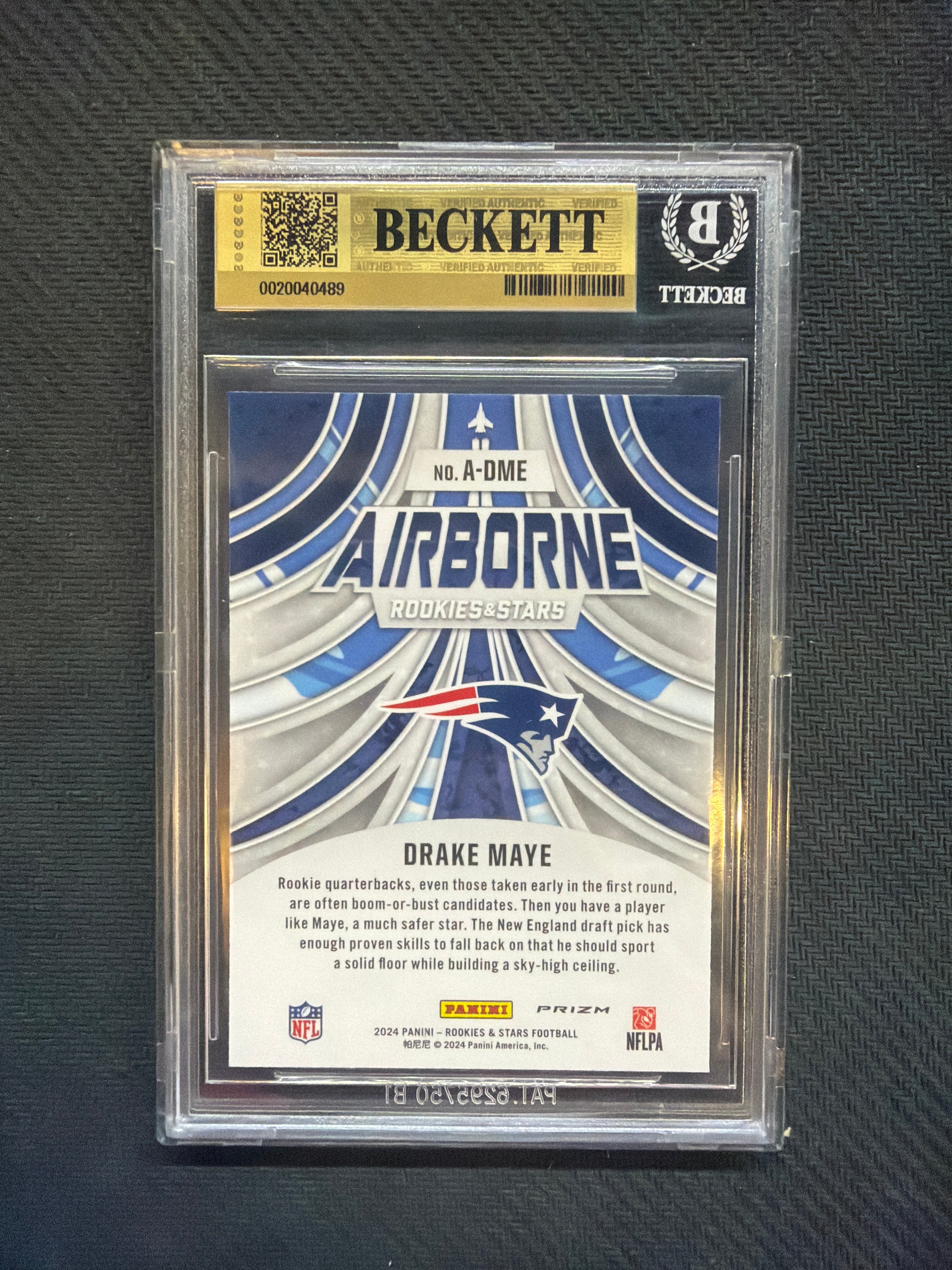 2024 Rookie Stars Drake Maye Airborne Red Plaid Rookie BGS 9.5 Patriots
