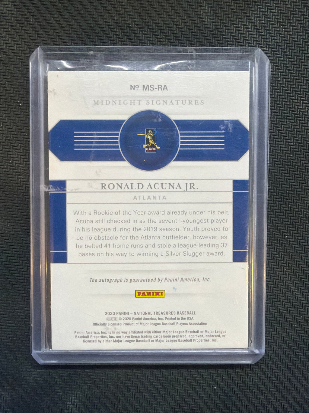 2020 National Treasures Ronald Acuna Jr Midnight Signatures Auto /50