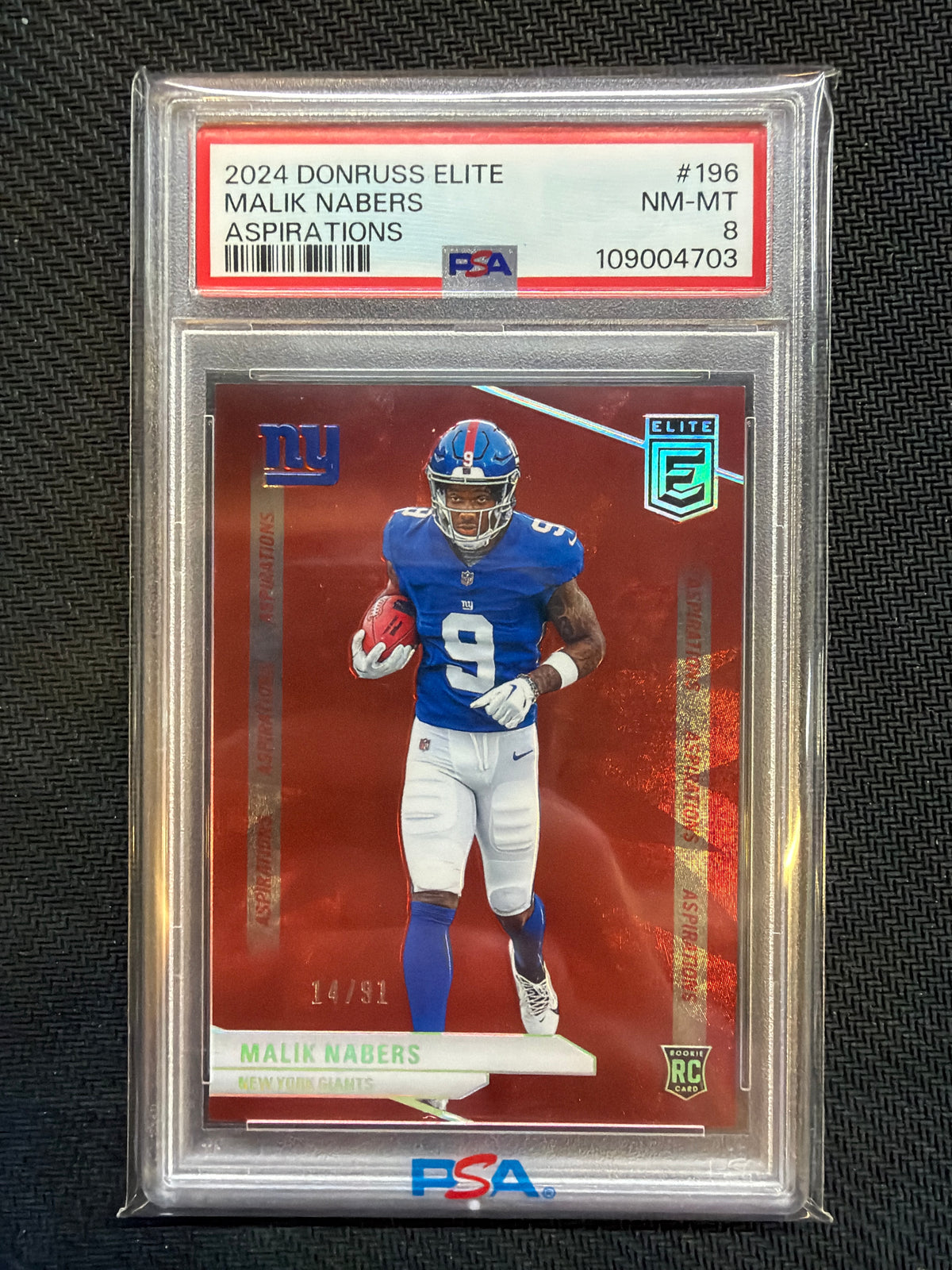 2024 Donruss Elite Malik Nabers Rookie Apirarions /91 PSA 8 703